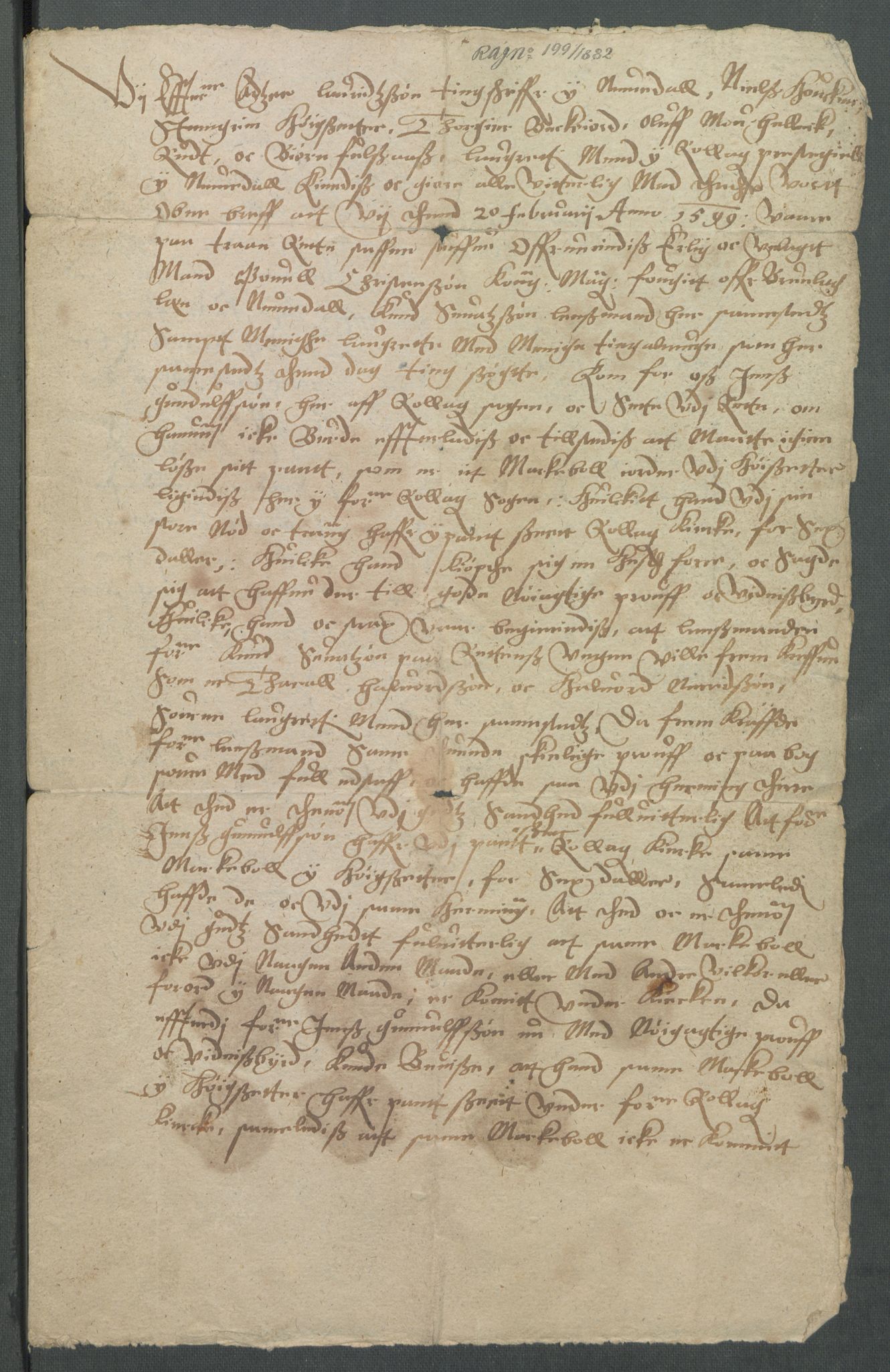 Riksarkivets diplomsamling, AV/RA-EA-5965/F02/L0107: Dokumenter, 1599, p. 21