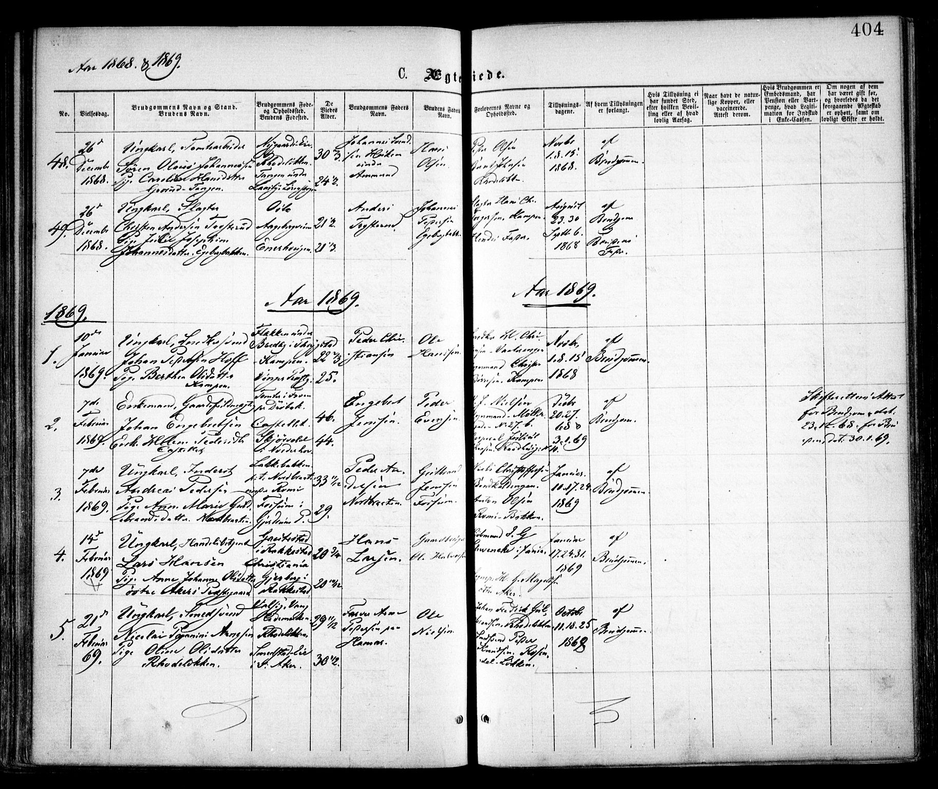 Østre Aker prestekontor Kirkebøker, SAO/A-10840/F/Fa/L0001: Parish register (official) no. I 1, 1861-1869, p. 404