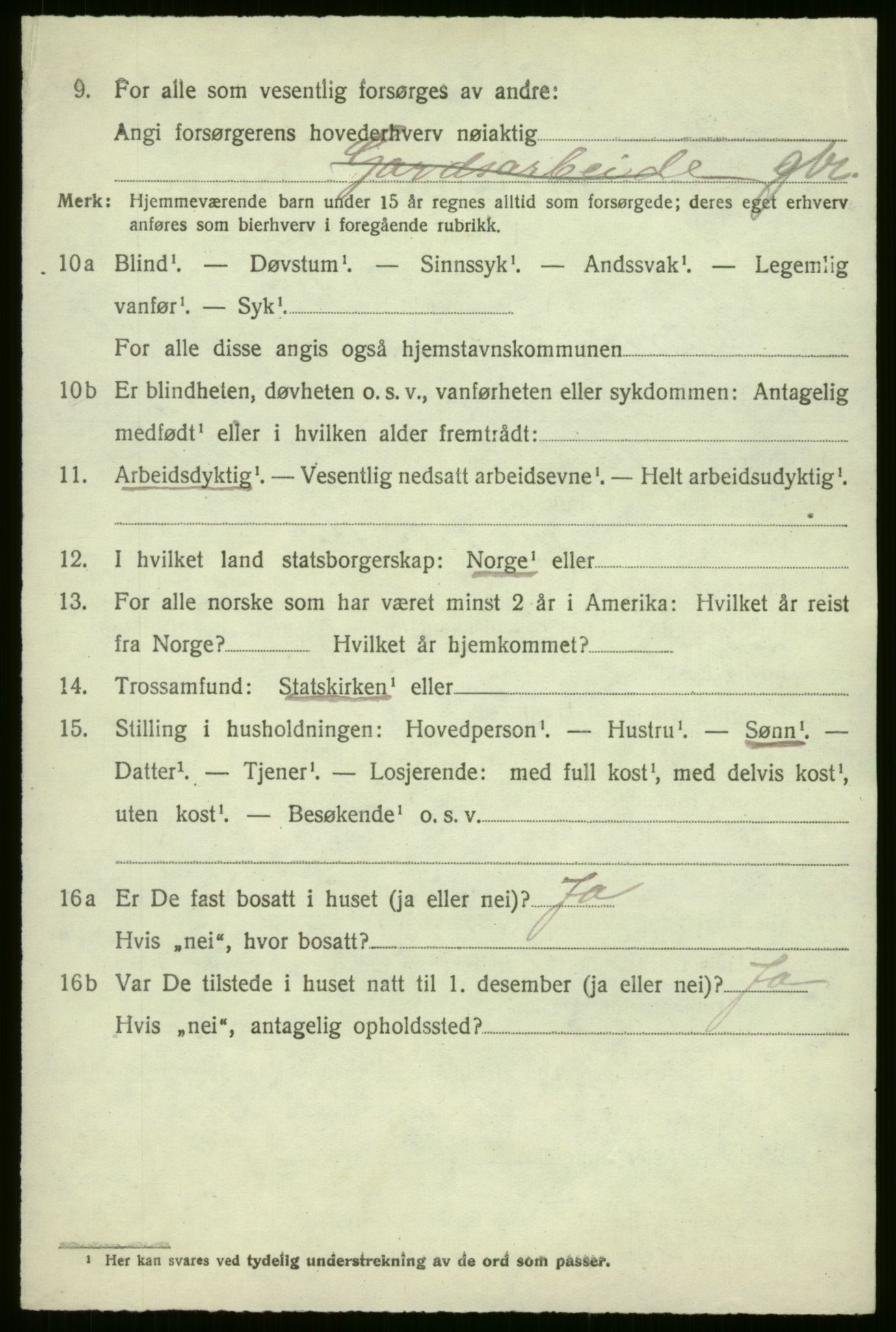 SAB, 1920 census for Evanger, 1920, p. 1920