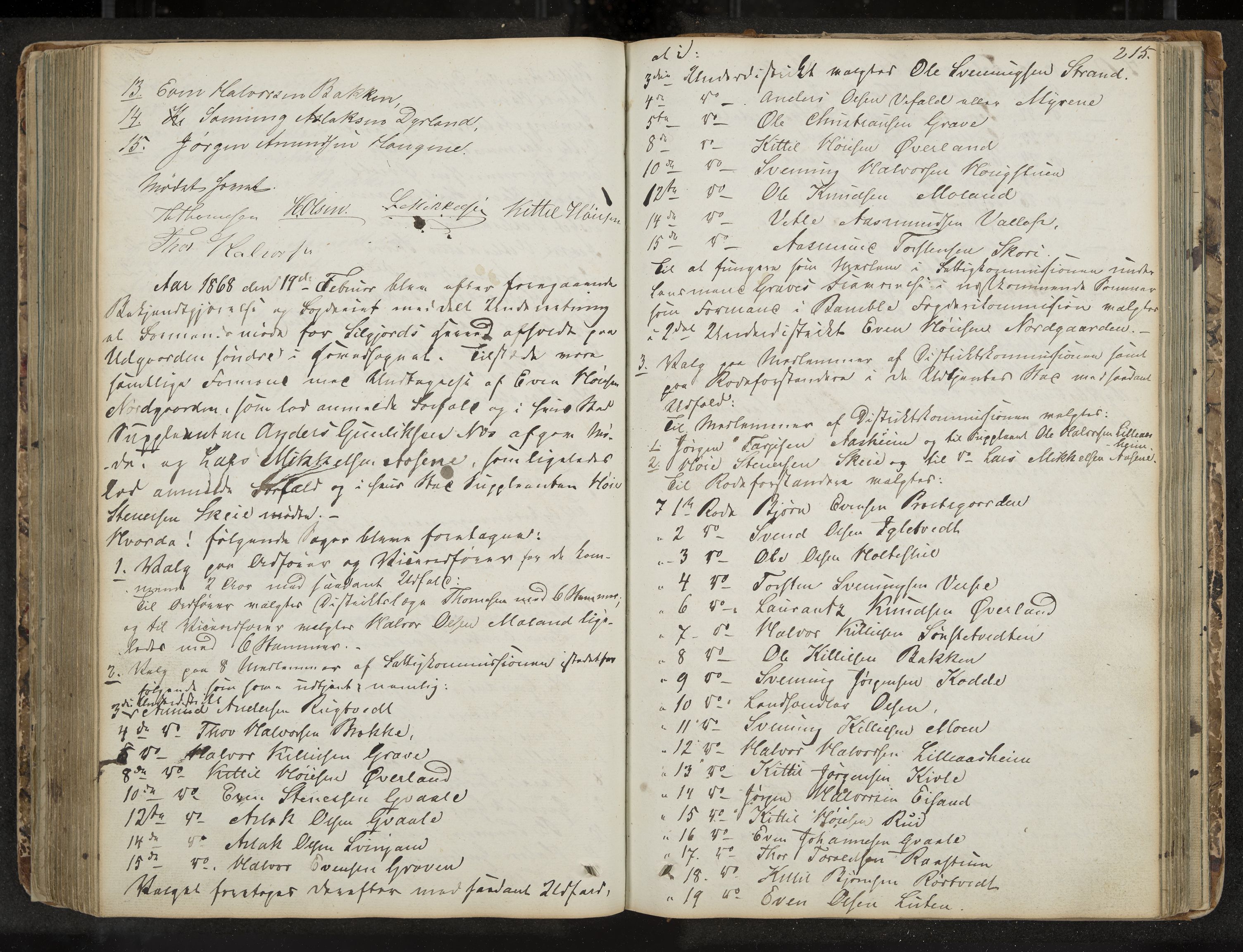 Seljord formannskap og sentraladministrasjon, IKAK/0828021/A/Aa/L0001: Møtebok med register, 1838-1879, p. 215