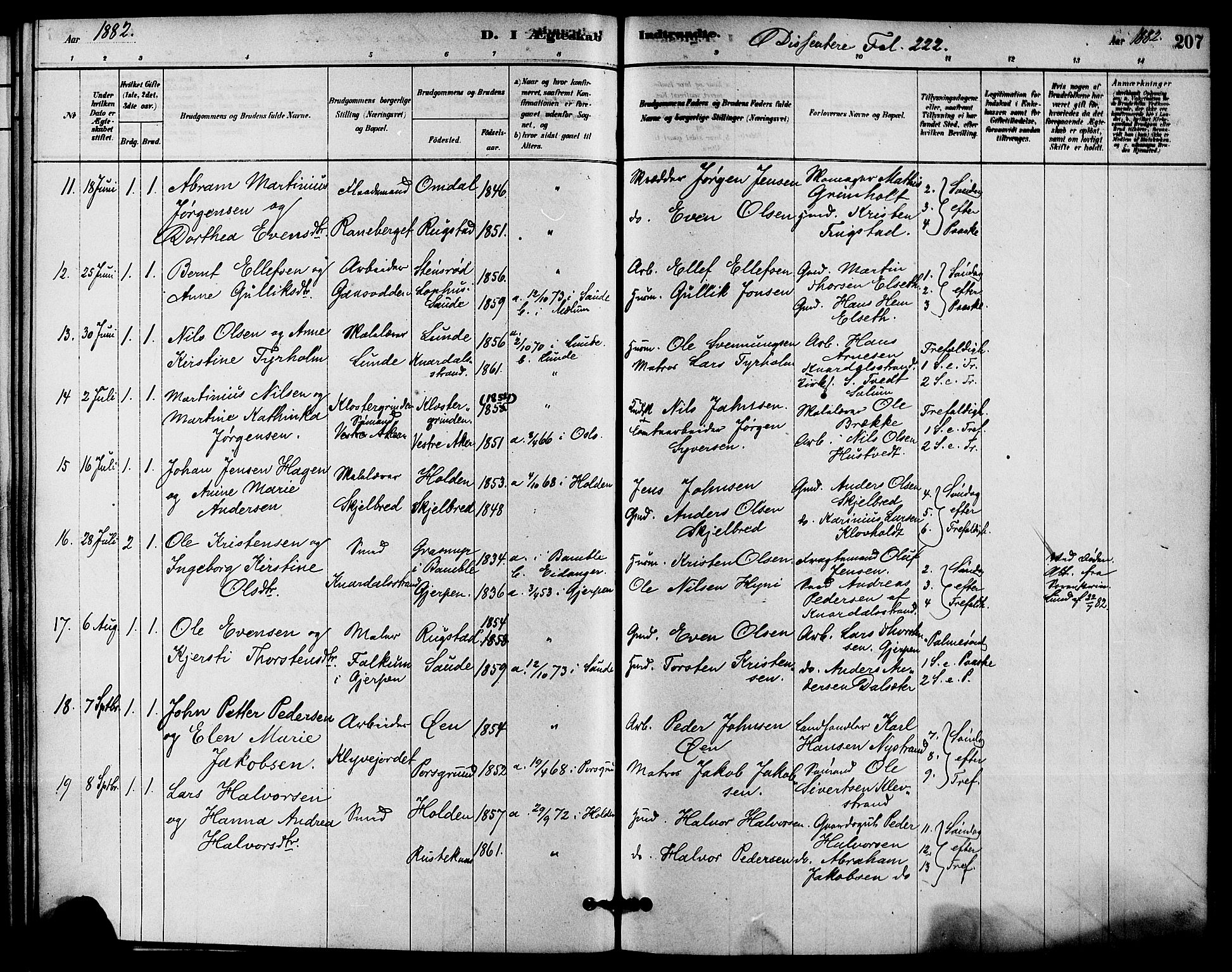 Solum kirkebøker, SAKO/A-306/F/Fa/L0009: Parish register (official) no. I 9, 1877-1887, p. 207
