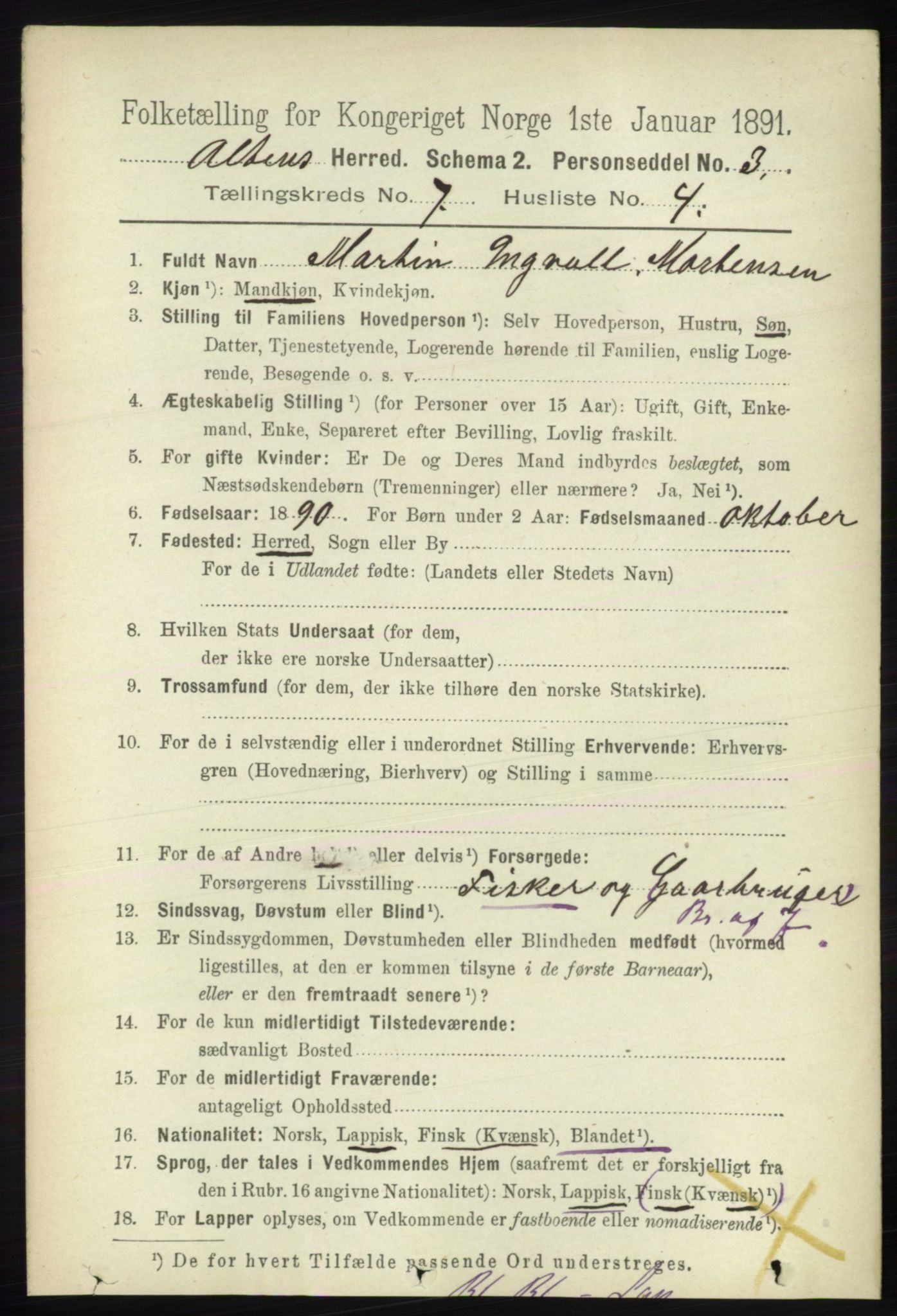 RA, 1891 census for 2012 Alta, 1891, p. 2125