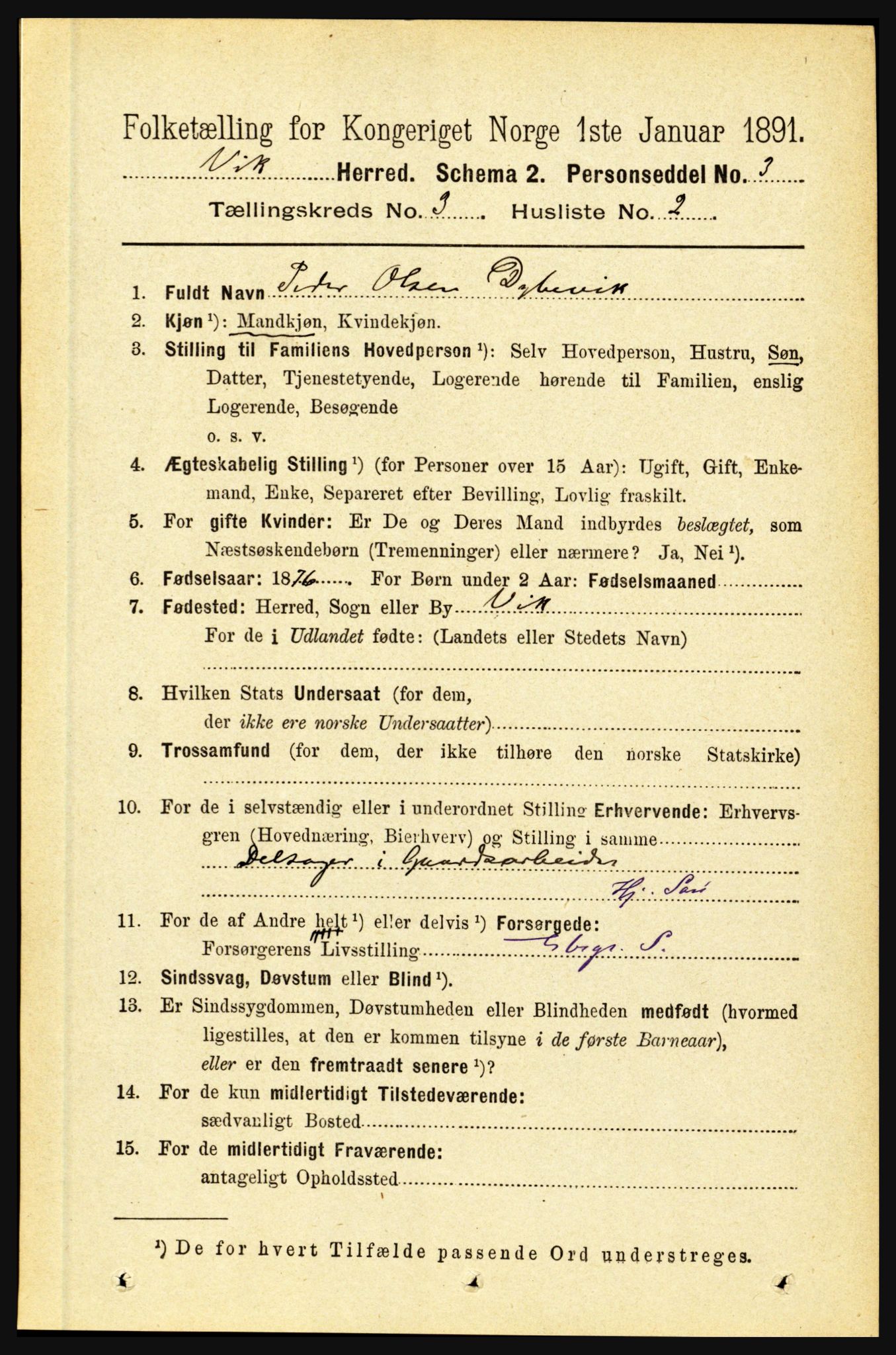 RA, 1891 census for 1417 Vik, 1891, p. 1337