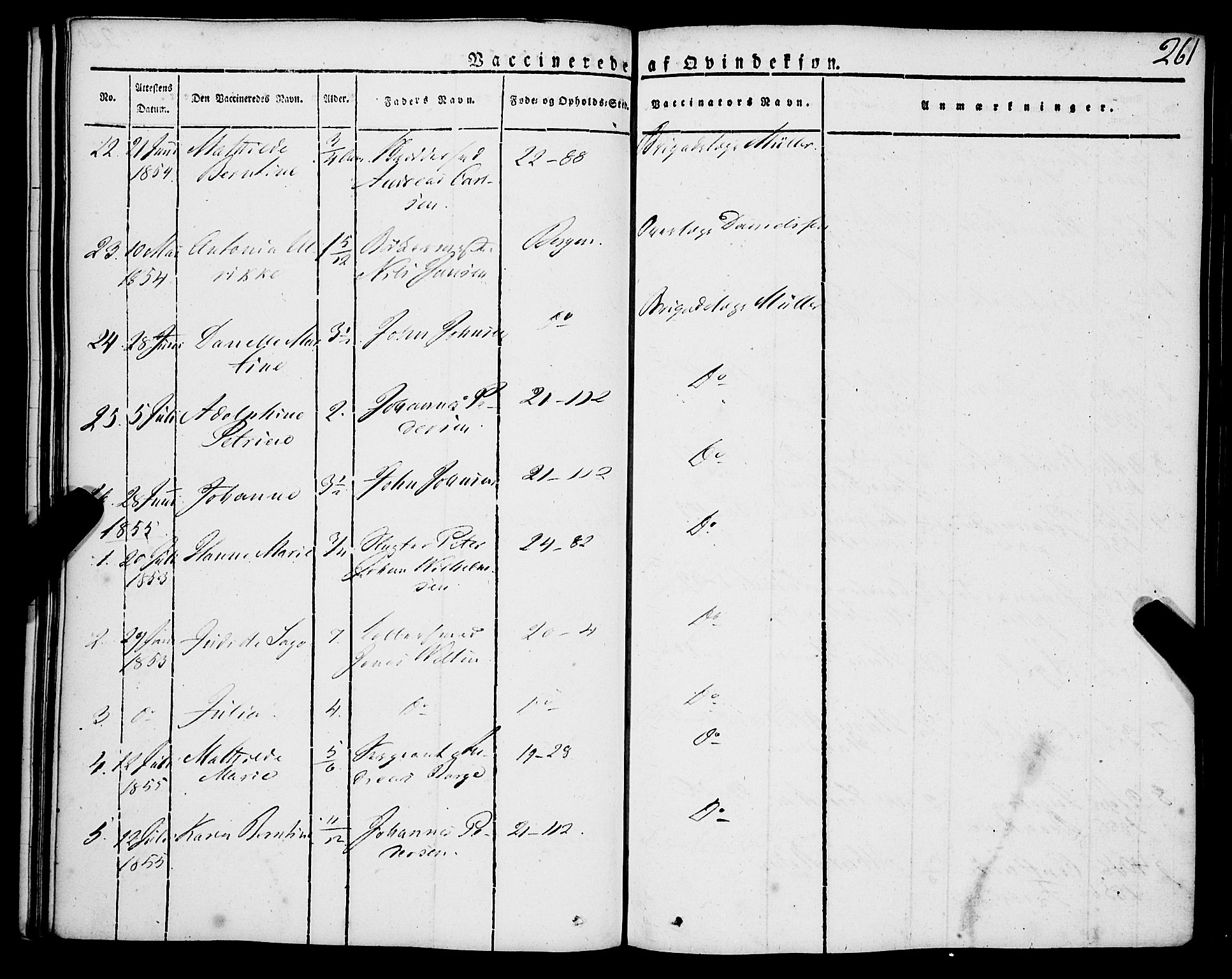 Korskirken sokneprestembete, SAB/A-76101/H/Haa/L0050: Parish register (official) no. F 1, 1821-1869, p. 261