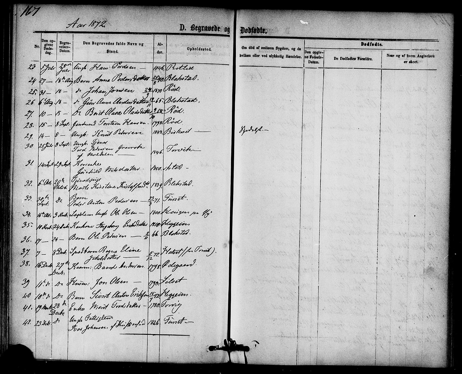 Ministerialprotokoller, klokkerbøker og fødselsregistre - Møre og Romsdal, AV/SAT-A-1454/584/L0966: Parish register (official) no. 584A06, 1869-1878, p. 167