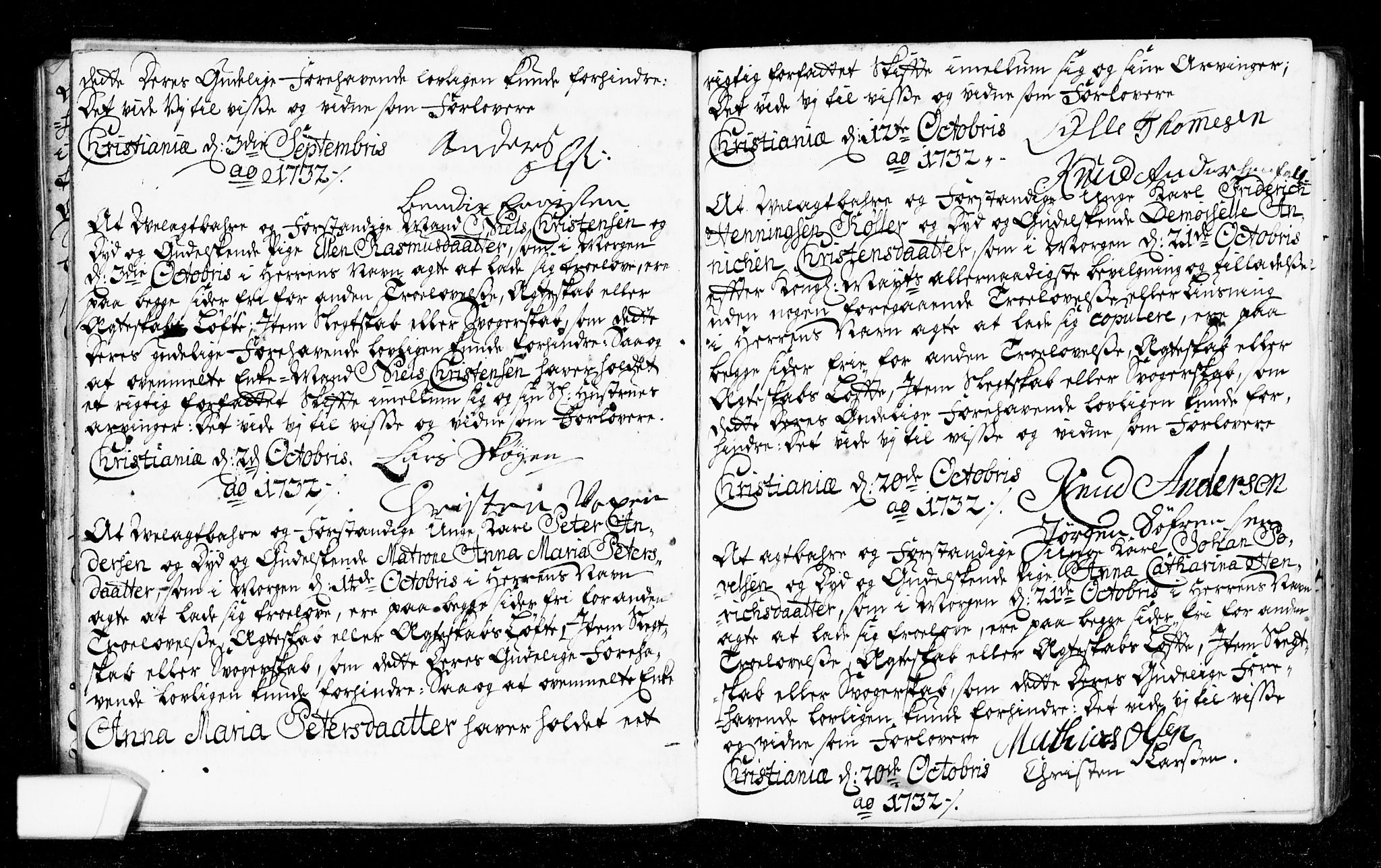 Oslo domkirke Kirkebøker, AV/SAO-A-10752/L/La/L0006: Best man's statements no. 6, 1731-1743