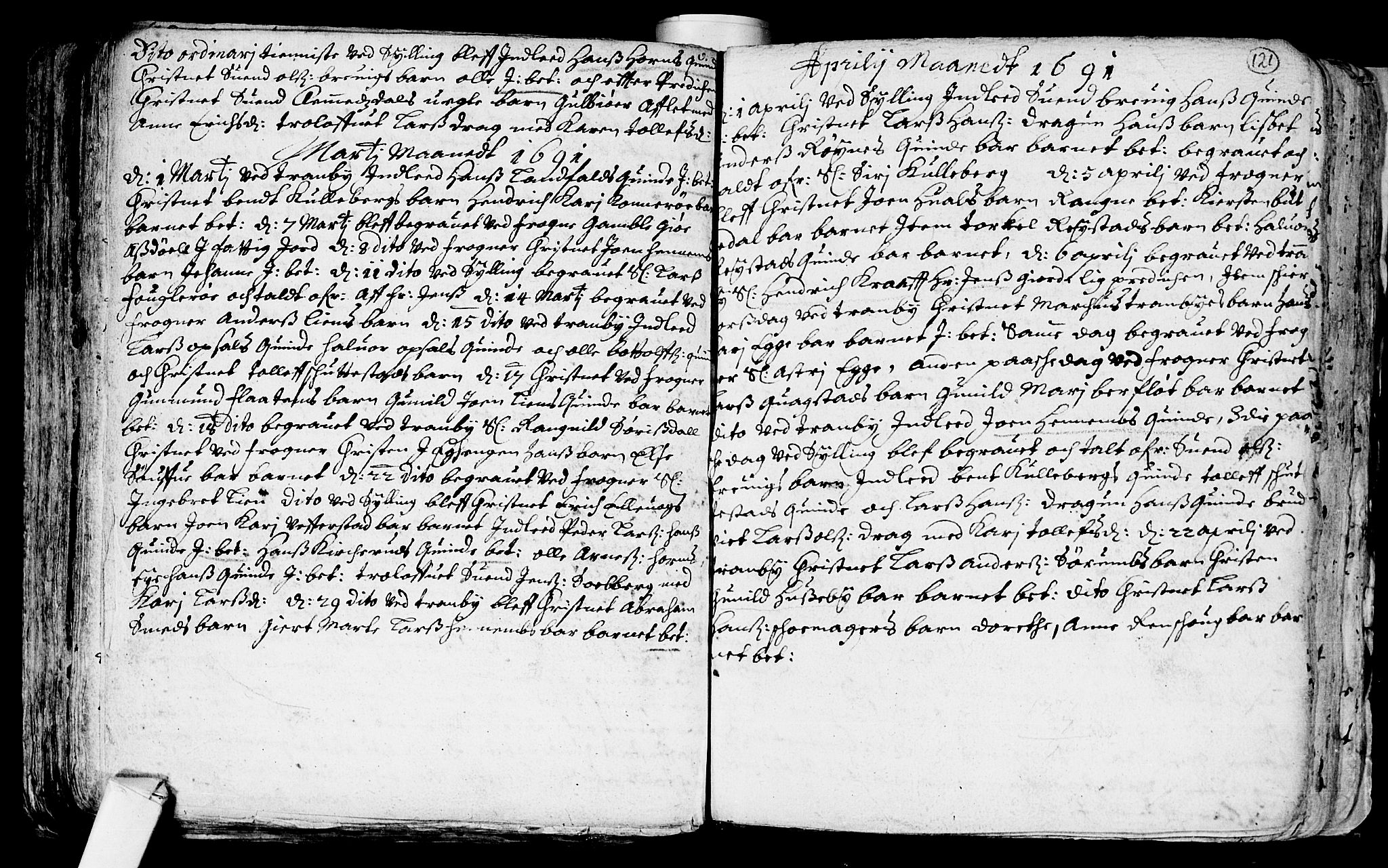 Lier kirkebøker, AV/SAKO-A-230/F/Fa/L0001: Parish register (official) no. I 1, 1672-1701, p. 121