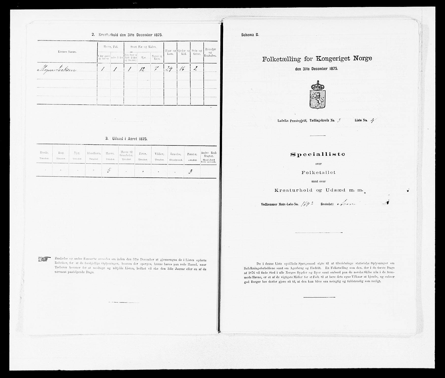 SAB, 1875 census for 1415P Lavik, 1875, p. 224