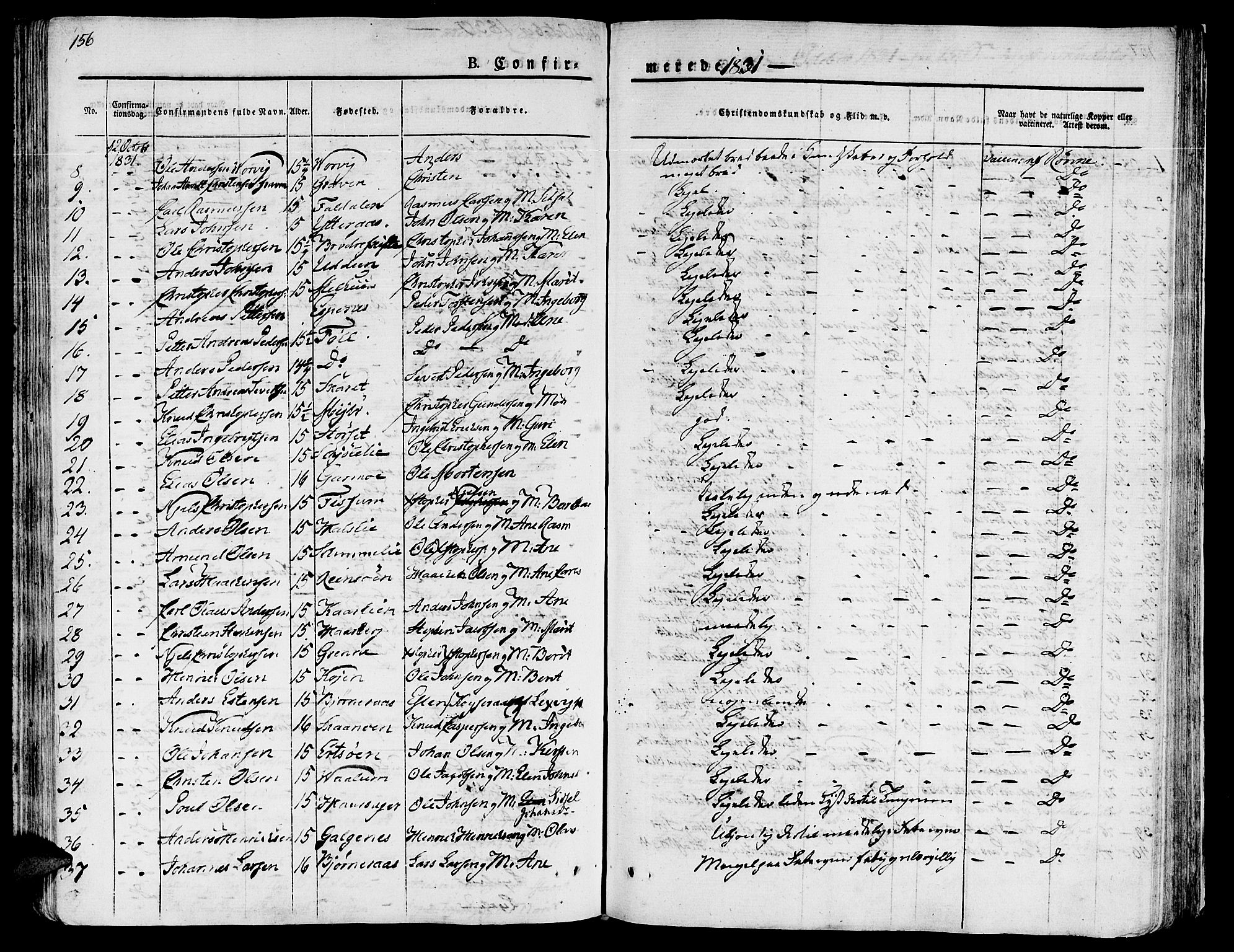 Ministerialprotokoller, klokkerbøker og fødselsregistre - Sør-Trøndelag, SAT/A-1456/646/L0609: Parish register (official) no. 646A07, 1826-1838, p. 156