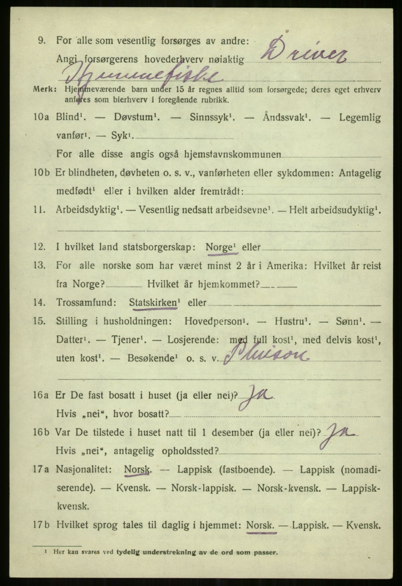 SATØ, 1920 census for Karlsøy, 1920, p. 4787