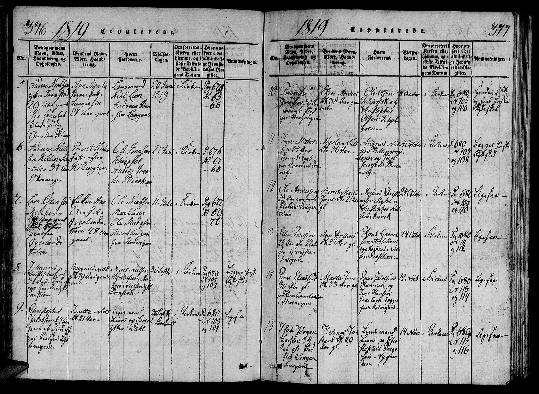 Ministerialprotokoller, klokkerbøker og fødselsregistre - Nord-Trøndelag, AV/SAT-A-1458/701/L0005: Parish register (official) no. 701A05 /1, 1816-1825, p. 376-377