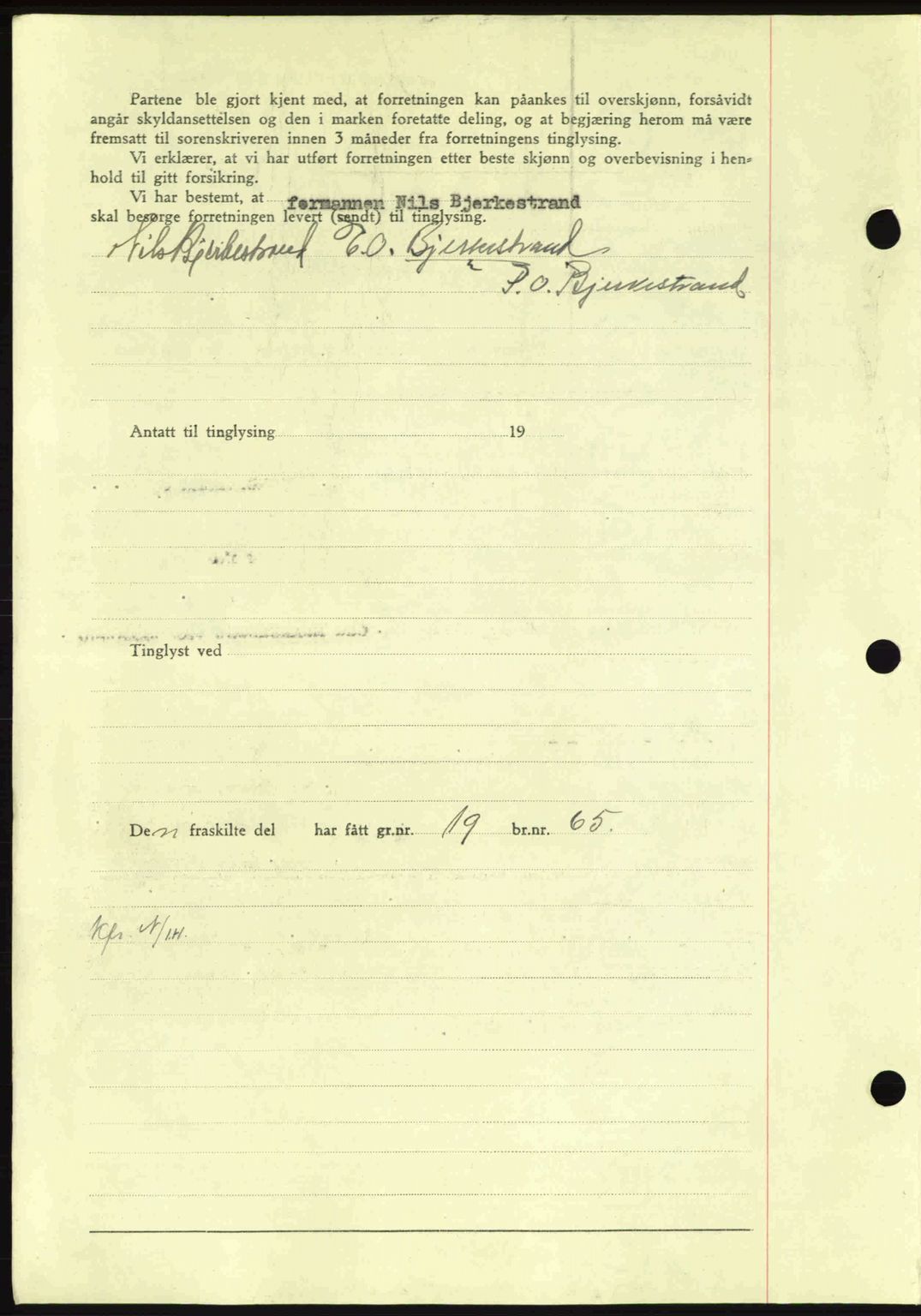 Nordmøre sorenskriveri, AV/SAT-A-4132/1/2/2Ca: Mortgage book no. A93, 1942-1942, Diary no: : 1733/1942