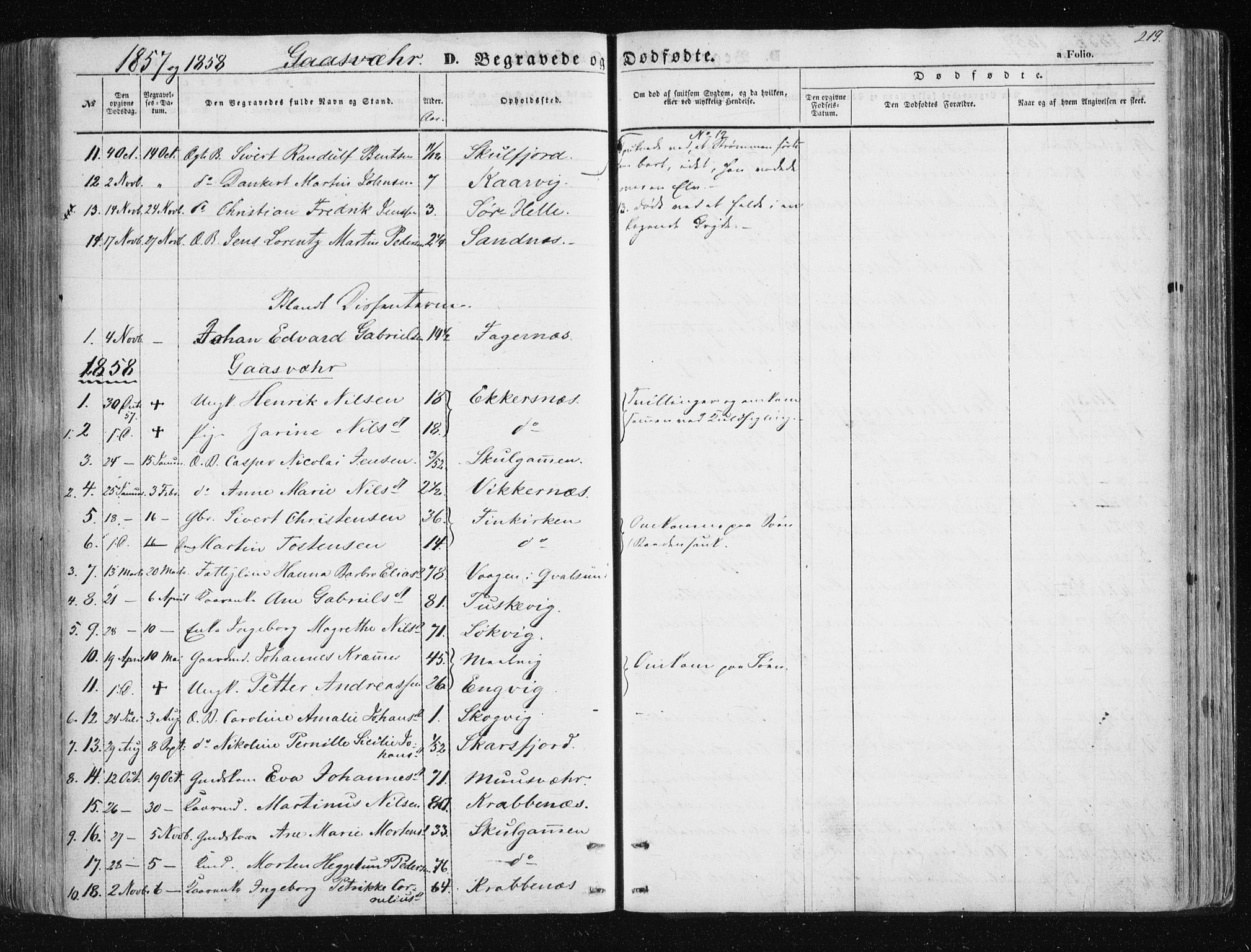 Tromsøysund sokneprestkontor, AV/SATØ-S-1304/G/Ga/L0001kirke: Parish register (official) no. 1, 1856-1867, p. 219