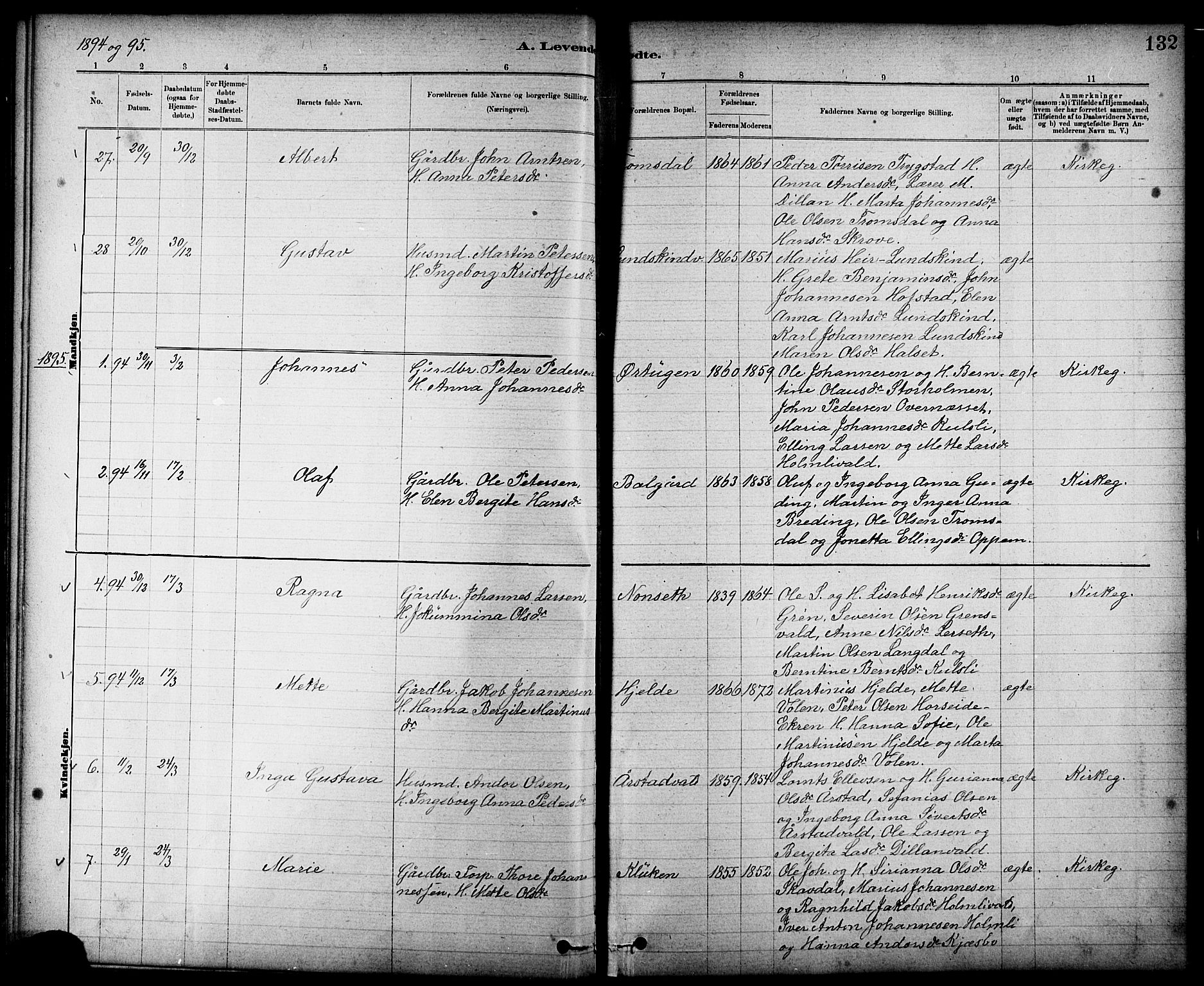 Ministerialprotokoller, klokkerbøker og fødselsregistre - Nord-Trøndelag, SAT/A-1458/724/L0267: Parish register (copy) no. 724C03, 1879-1898, p. 132