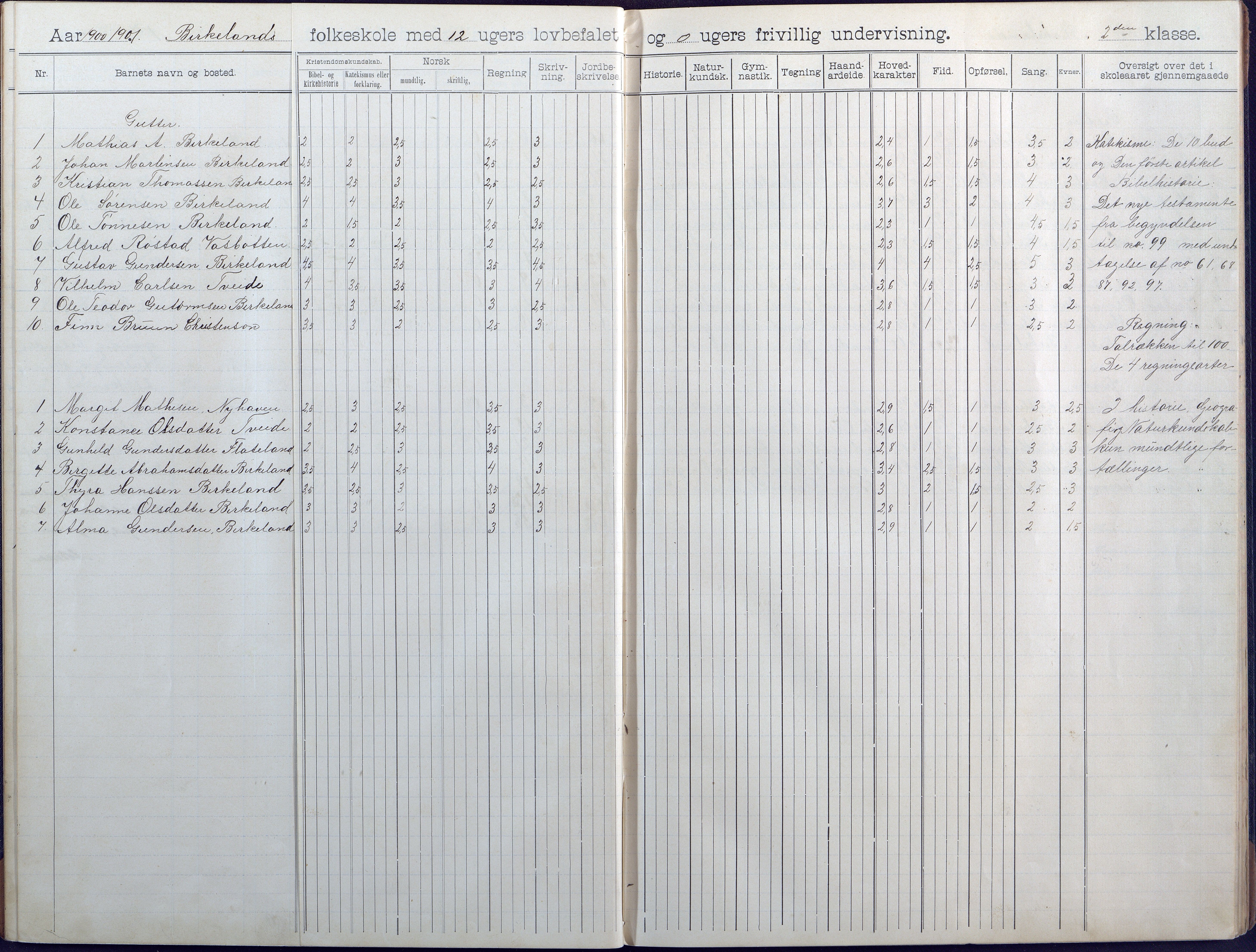 Birkenes kommune, Birkenes krets/Birkeland folkeskole frem til 1991, AAKS/KA0928-550a_91/F02/L0005: Skoleprotokoll, 1898-1911