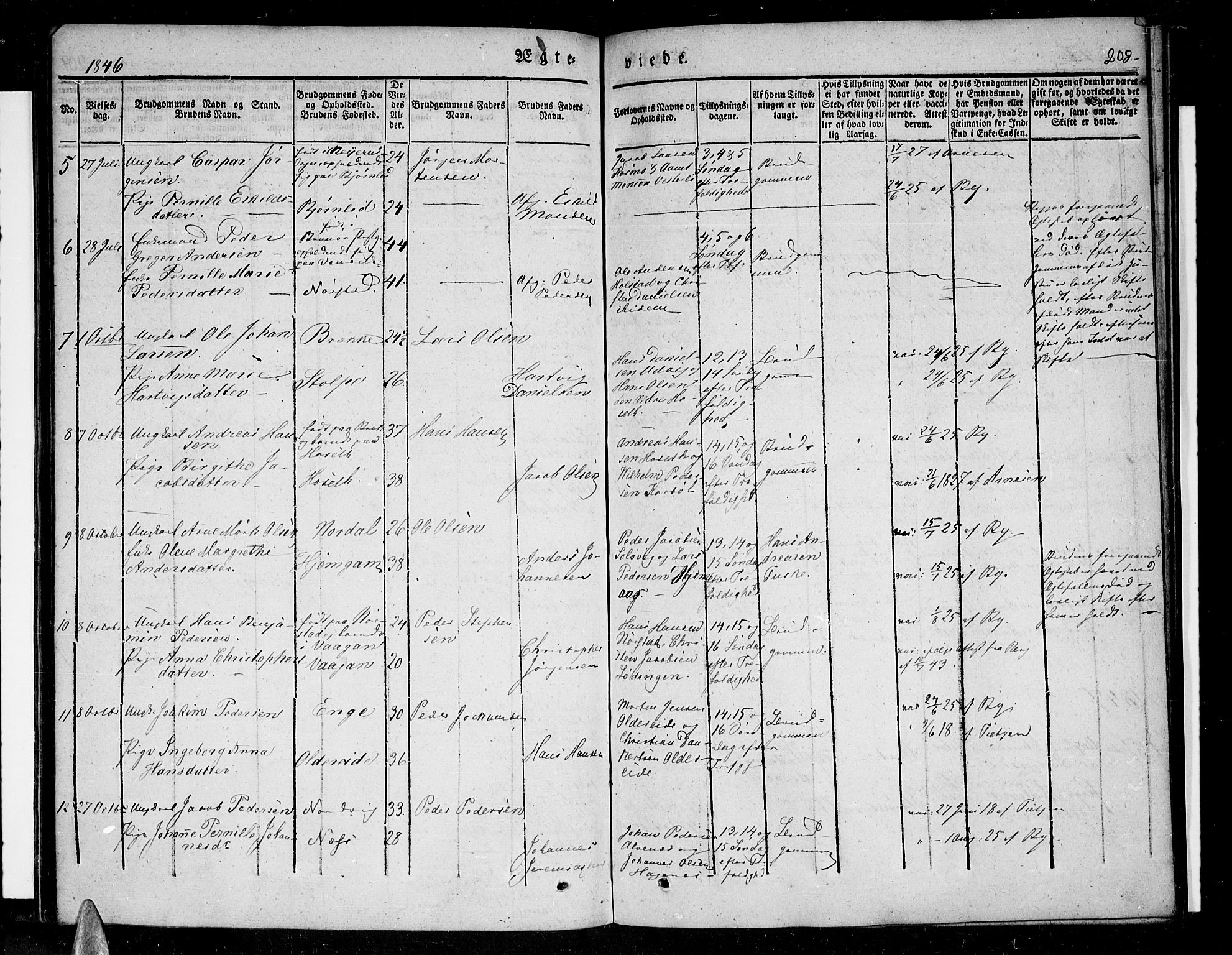 Ministerialprotokoller, klokkerbøker og fødselsregistre - Nordland, SAT/A-1459/852/L0737: Parish register (official) no. 852A07, 1833-1849, p. 208