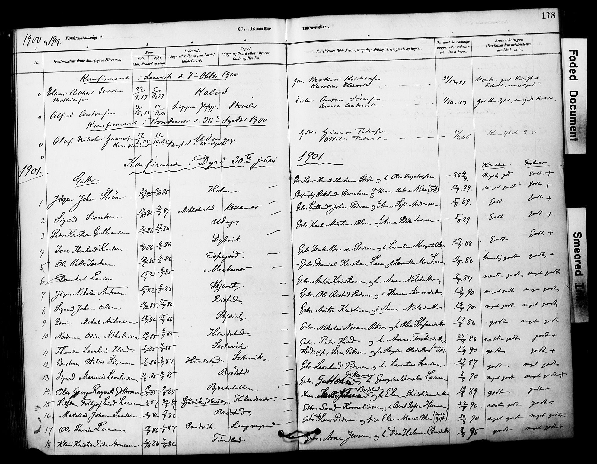 Tranøy sokneprestkontor, SATØ/S-1313/I/Ia/Iaa/L0011kirke: Parish register (official) no. 11, 1878-1904, p. 178