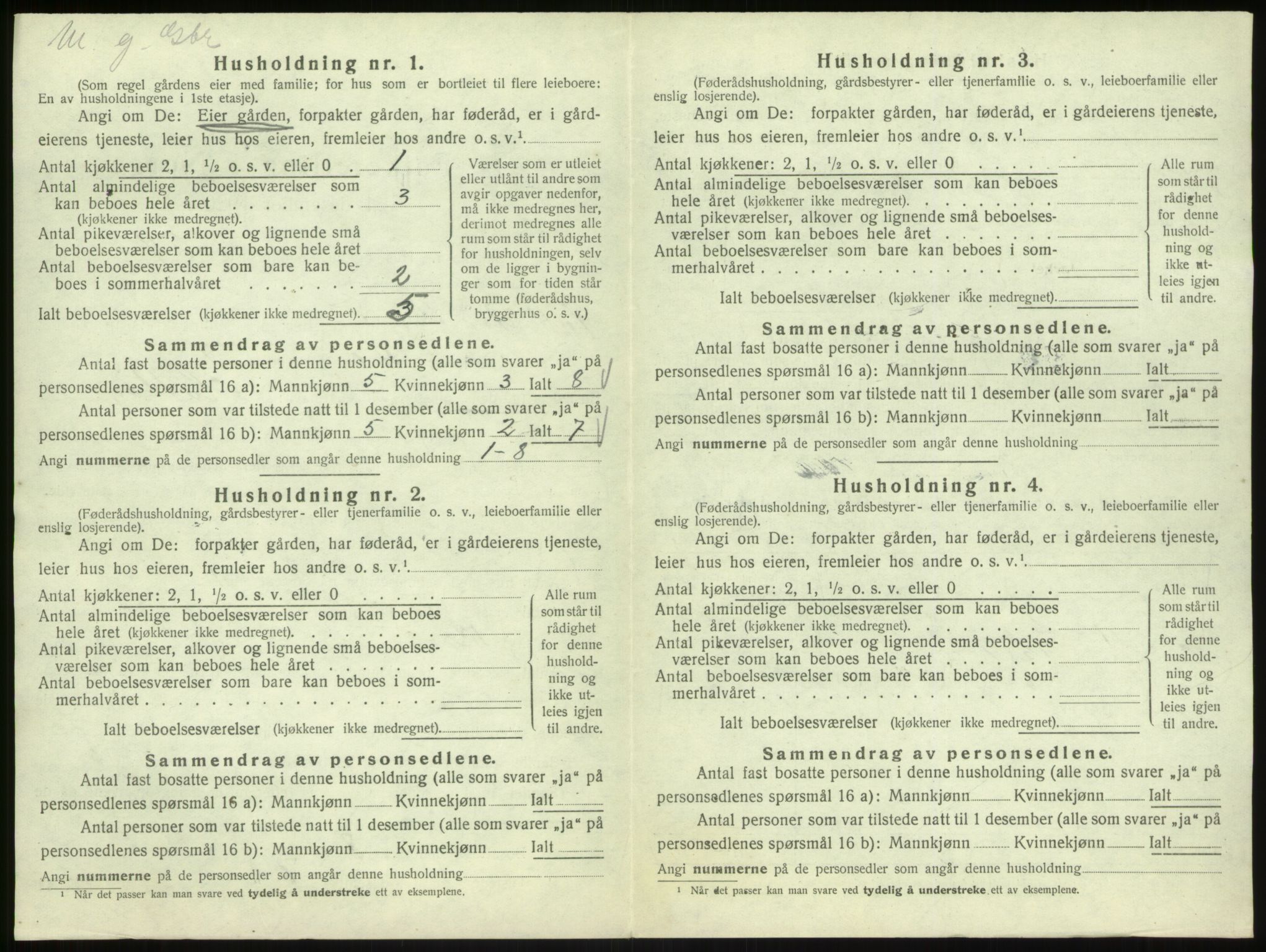 SAB, 1920 census for Hyllestad, 1920, p. 358