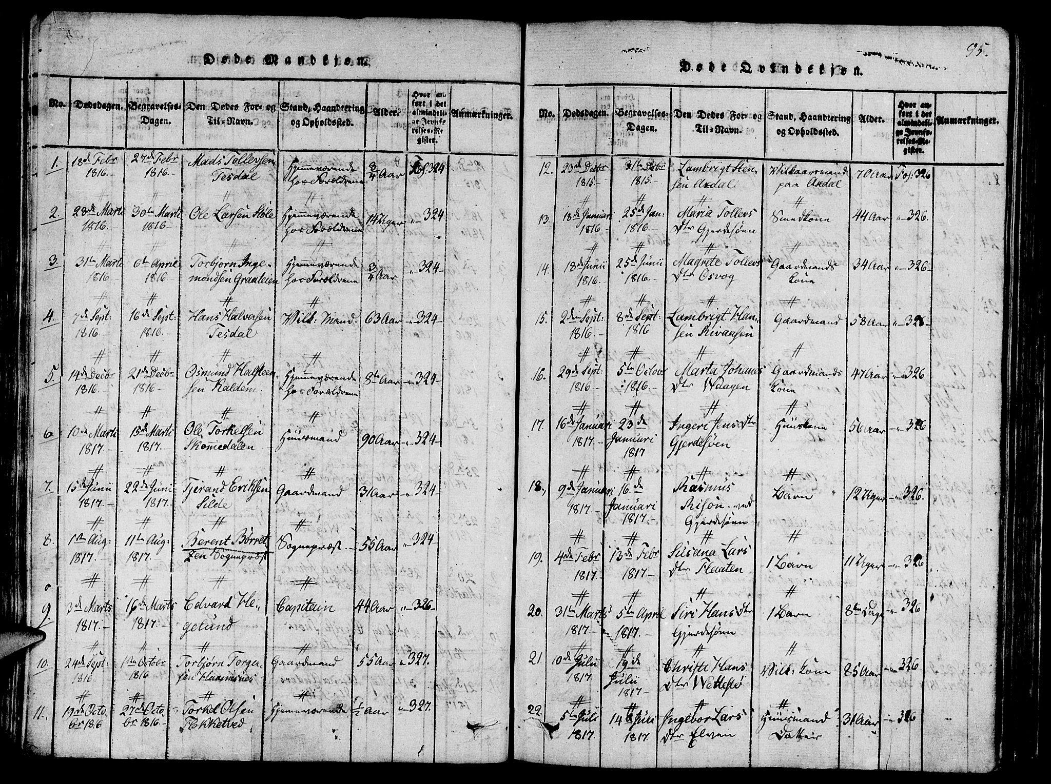 Etne sokneprestembete, SAB/A-75001/H/Haa: Parish register (official) no. A 6, 1815-1831, p. 95