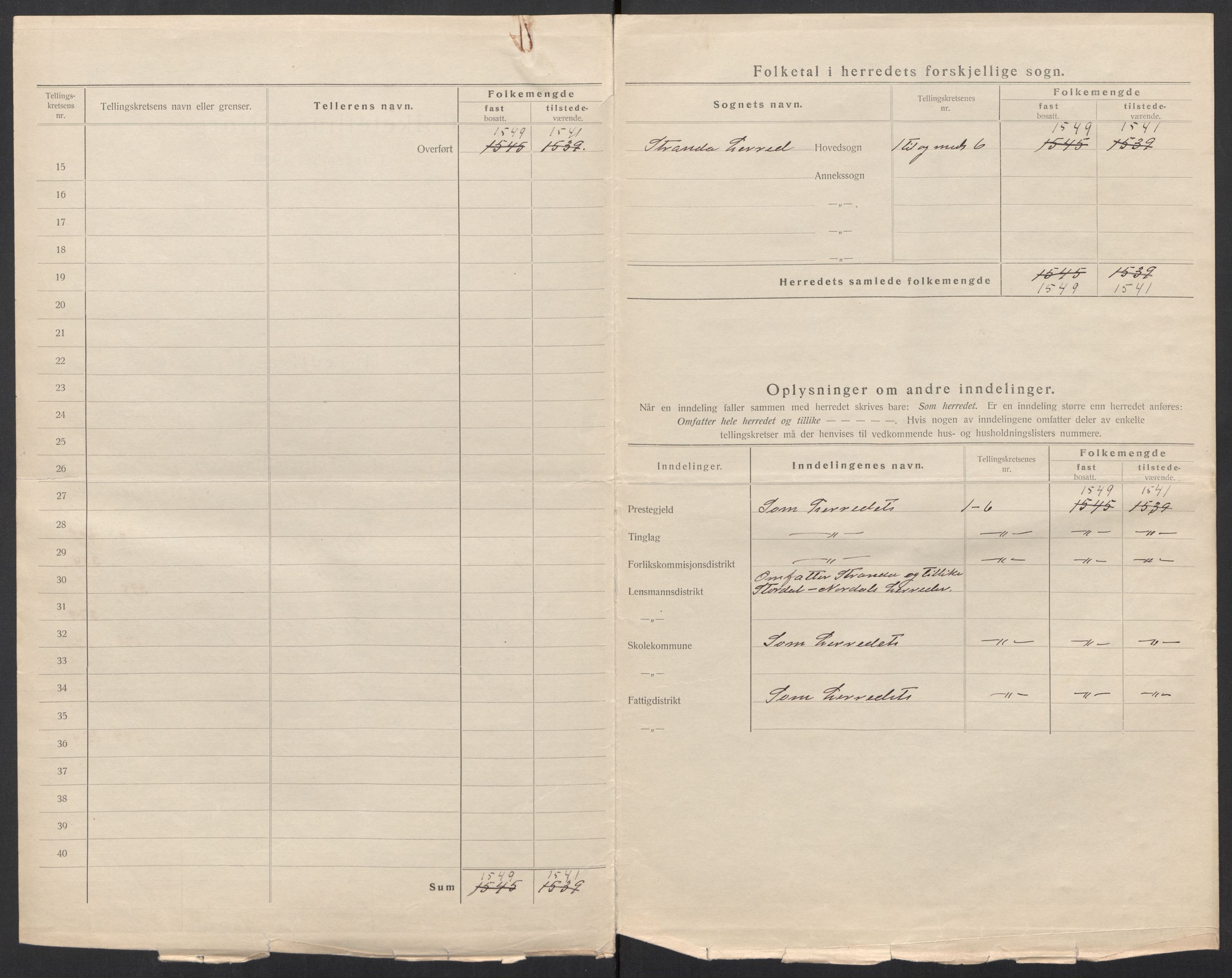 SAT, 1920 census for Stranda, 1920, p. 4