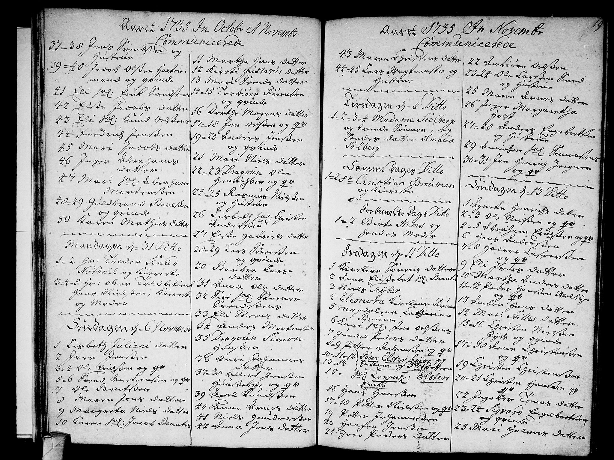 Strømsø kirkebøker, AV/SAKO-A-246/F/Fa/L0005: Parish register (official) no. I 5, 1734-1739, p. 19