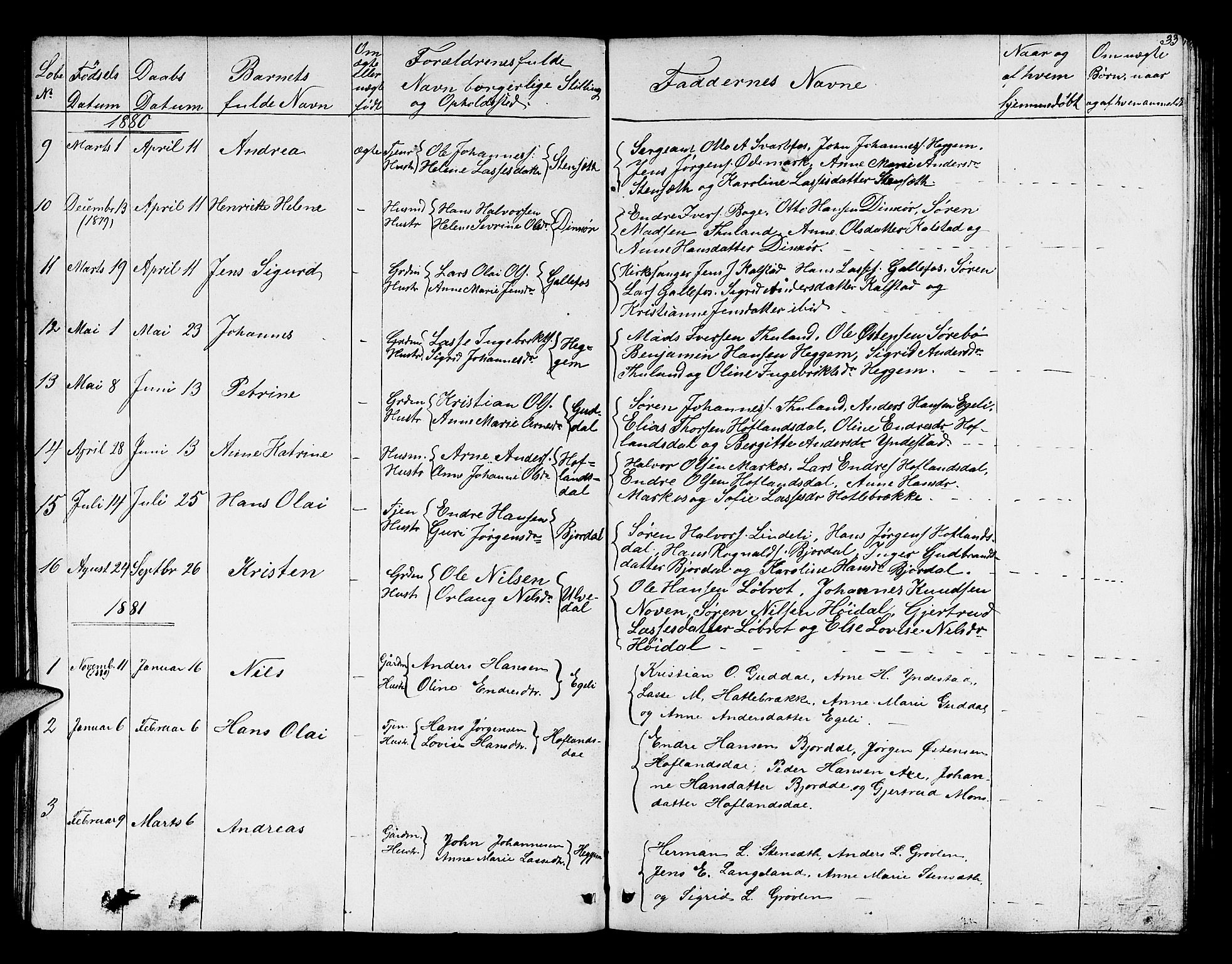 Fjaler sokneprestembete, SAB/A-79801/H/Hab/Habd/L0001: Parish register (copy) no. D 1, 1854-1891, p. 33