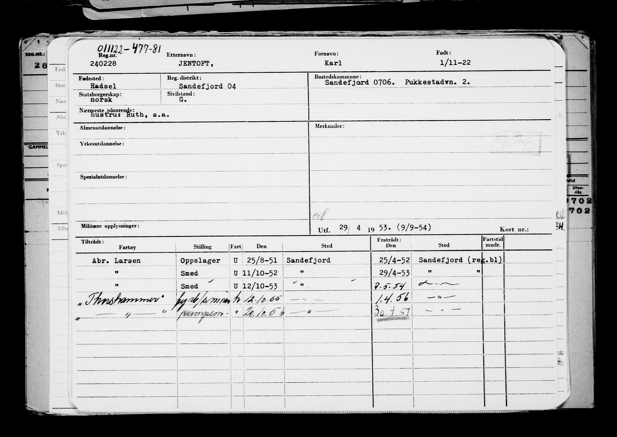 Direktoratet for sjømenn, AV/RA-S-3545/G/Gb/L0212: Hovedkort, 1922, p. 9