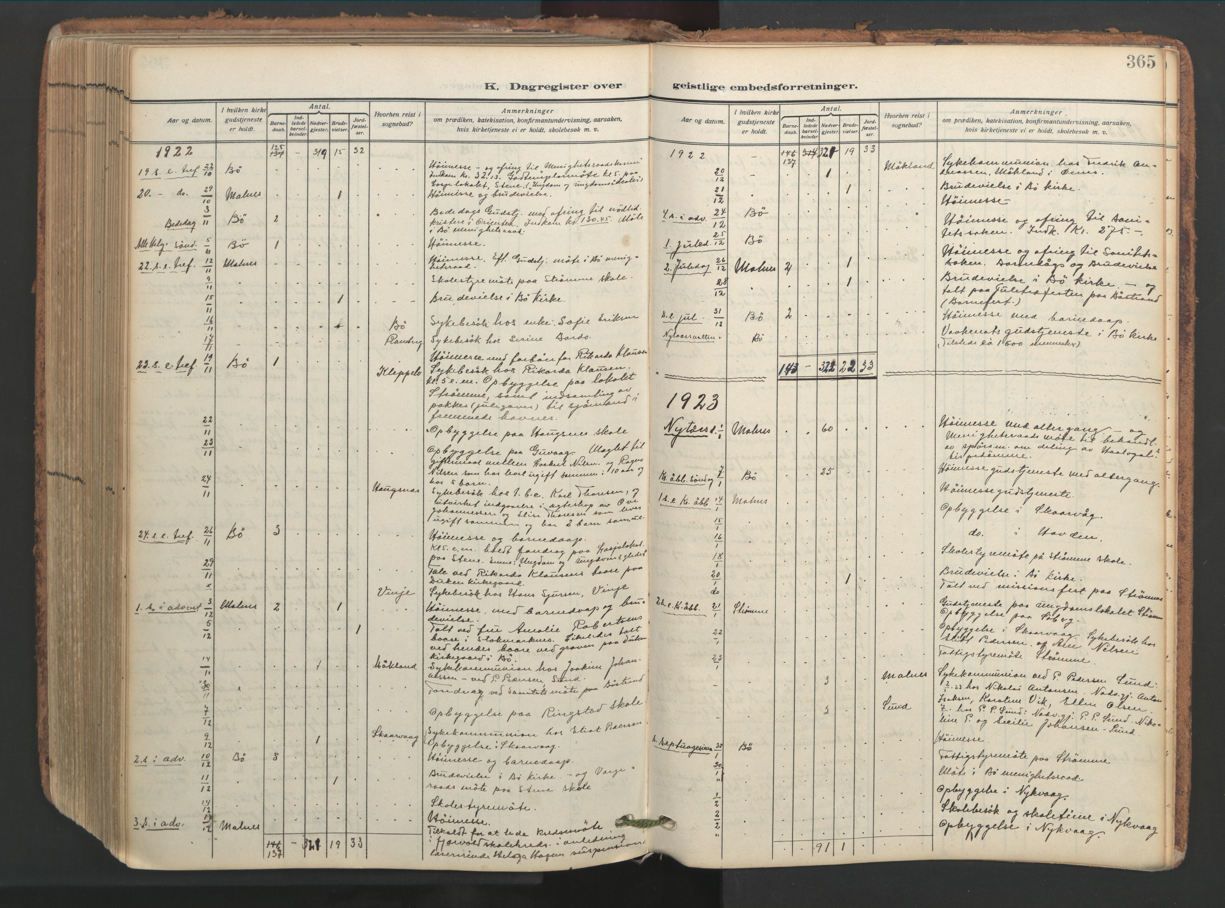 Ministerialprotokoller, klokkerbøker og fødselsregistre - Nordland, AV/SAT-A-1459/891/L1306: Parish register (official) no. 891A11, 1911-1927, p. 365