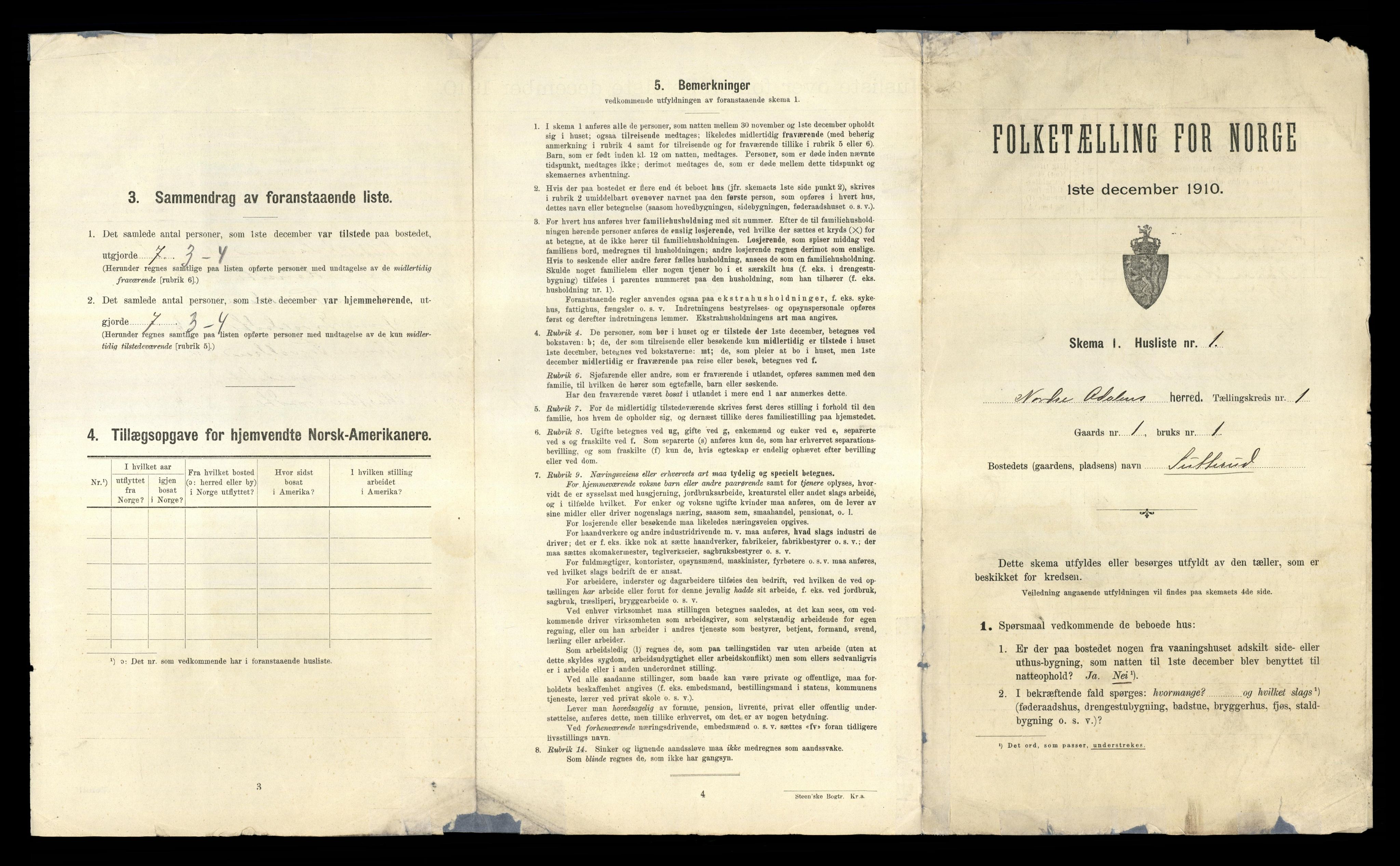 RA, 1910 census for Nord-Odal, 1910, p. 45