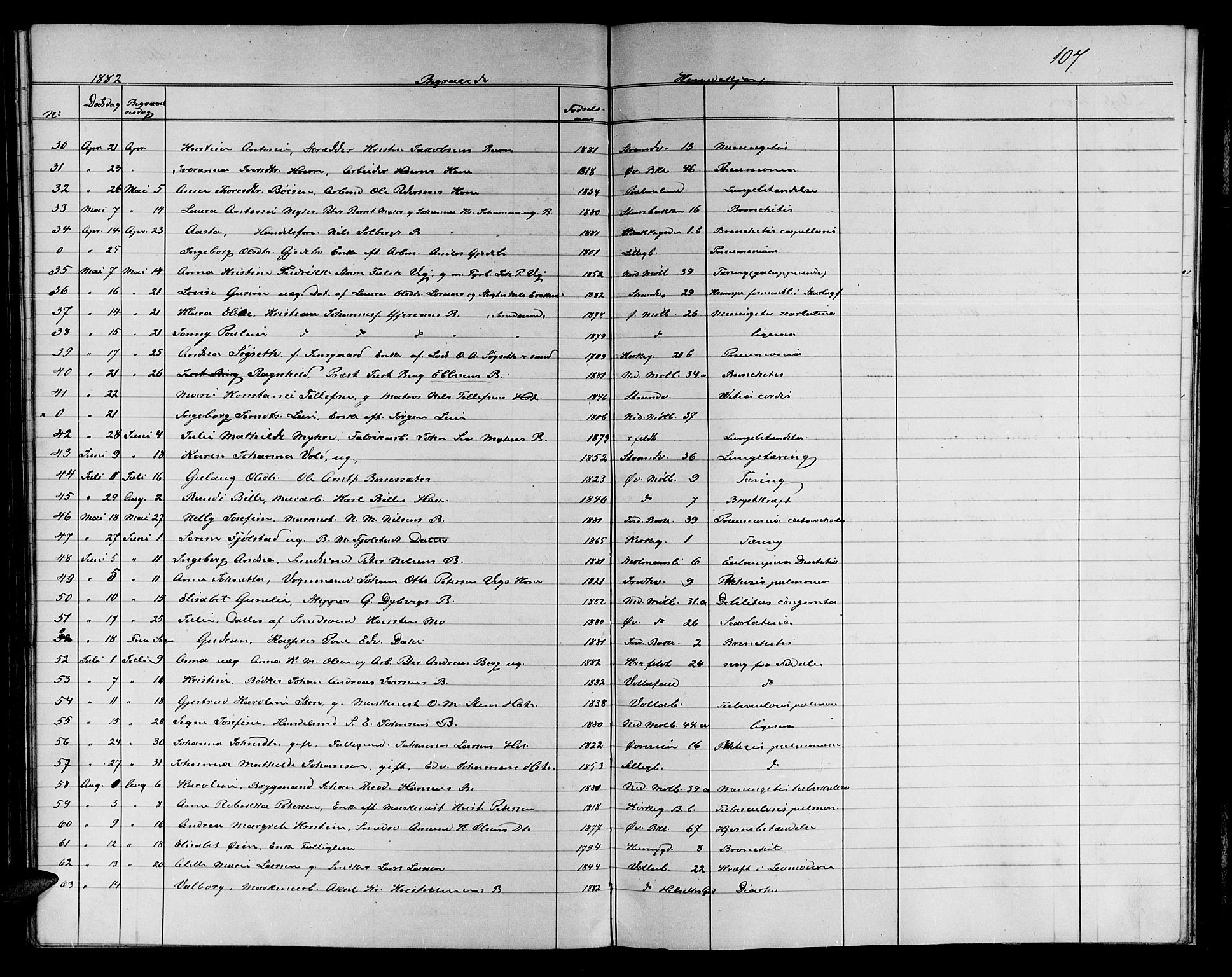 Ministerialprotokoller, klokkerbøker og fødselsregistre - Sør-Trøndelag, SAT/A-1456/604/L0221: Parish register (copy) no. 604C04, 1870-1885, p. 107