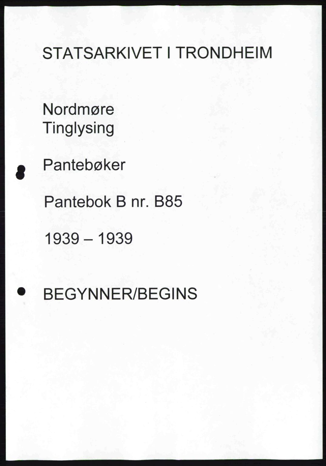 Nordmøre sorenskriveri, AV/SAT-A-4132/1/2/2Ca: Mortgage book no. B85, 1939-1939