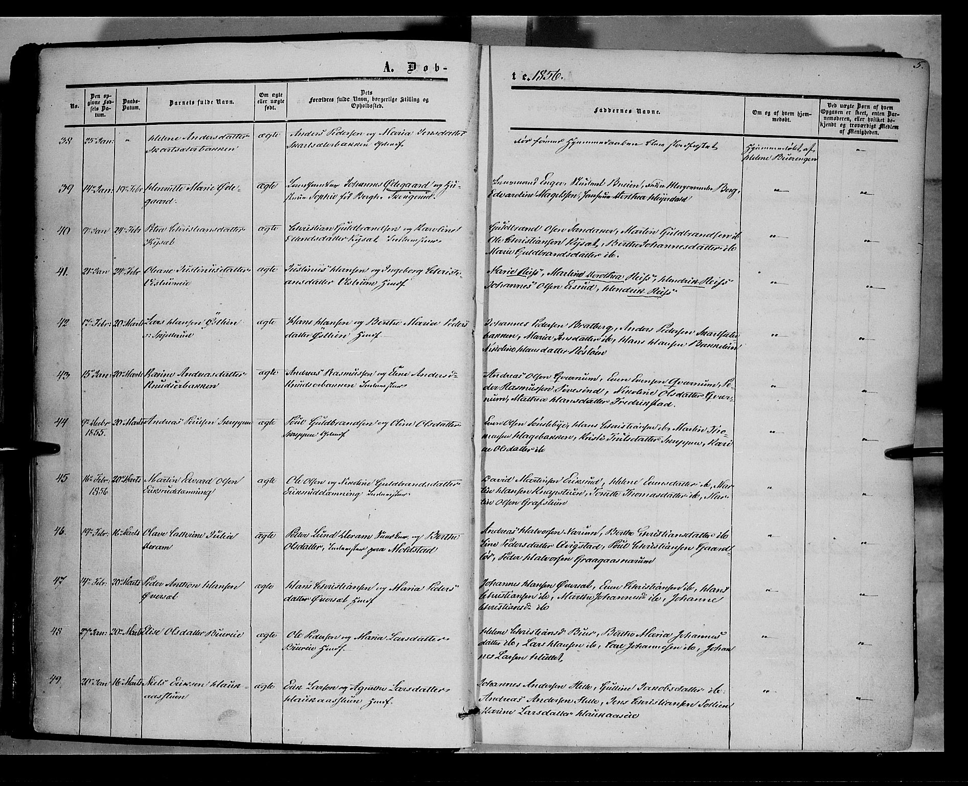 Vestre Toten prestekontor, AV/SAH-PREST-108/H/Ha/Haa/L0006: Parish register (official) no. 6, 1856-1861, p. 5