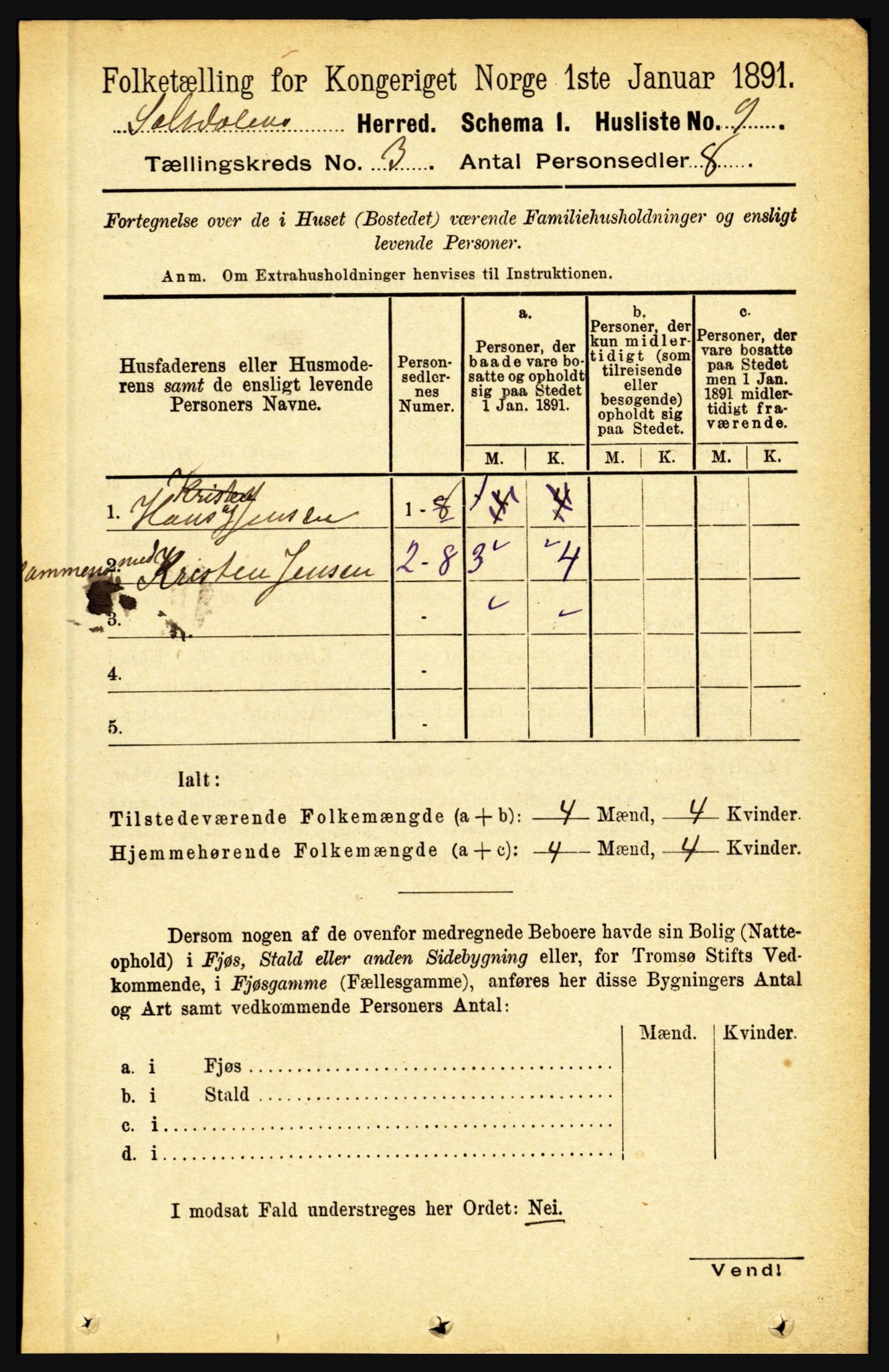 RA, 1891 census for 1840 Saltdal, 1891, p. 1579