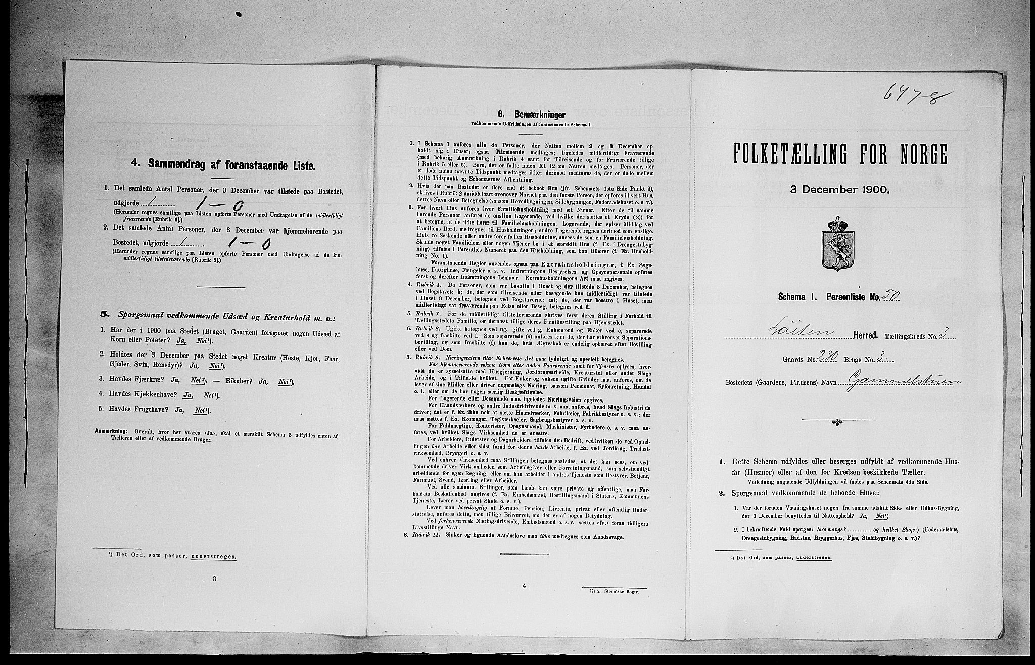 SAH, 1900 census for Løten, 1900, p. 884