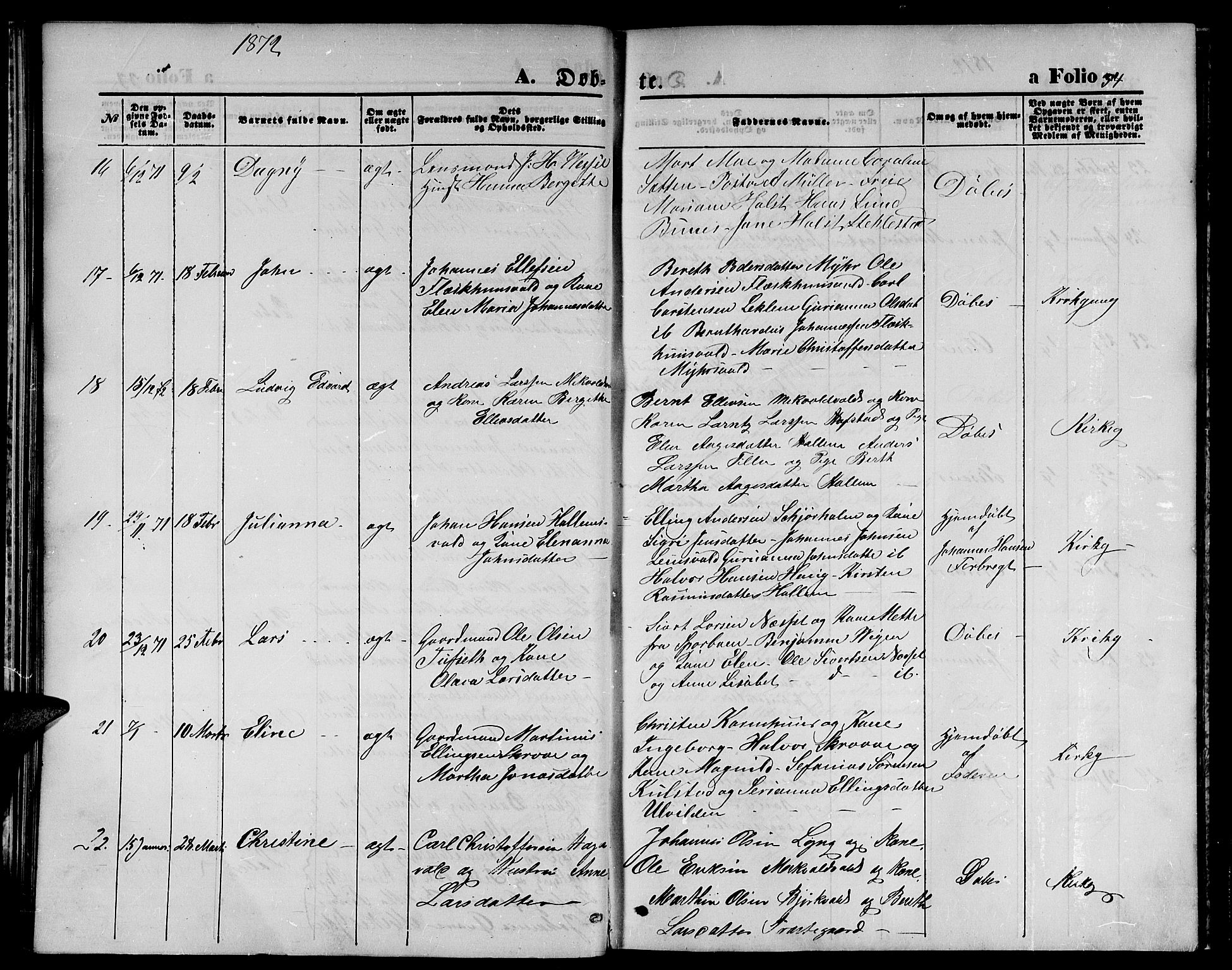 Ministerialprotokoller, klokkerbøker og fødselsregistre - Nord-Trøndelag, AV/SAT-A-1458/723/L0255: Parish register (copy) no. 723C03, 1869-1879, p. 34