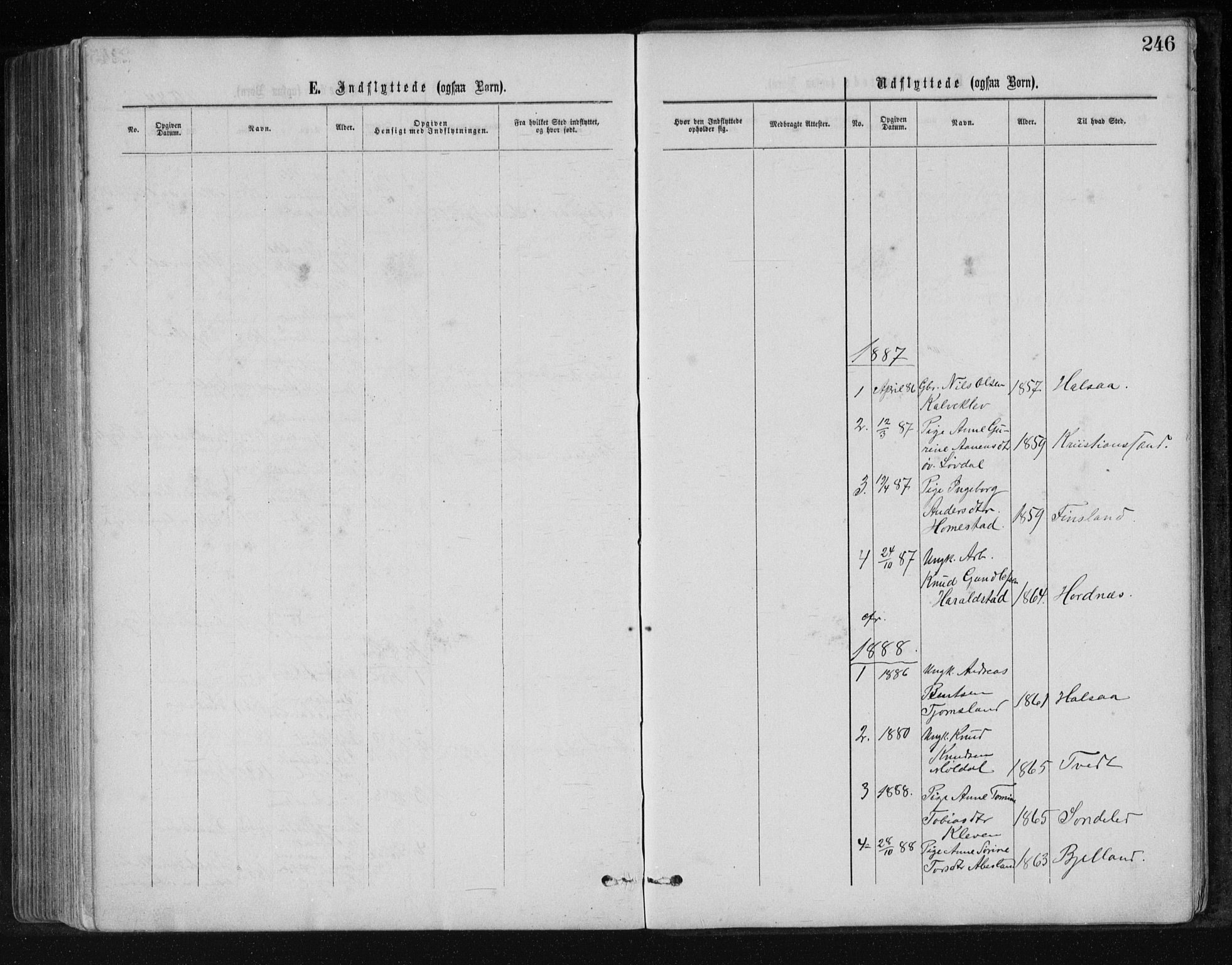 Holum sokneprestkontor, SAK/1111-0022/F/Fb/Fbb/L0003: Parish register (copy) no. B 3, 1875-1898, p. 246