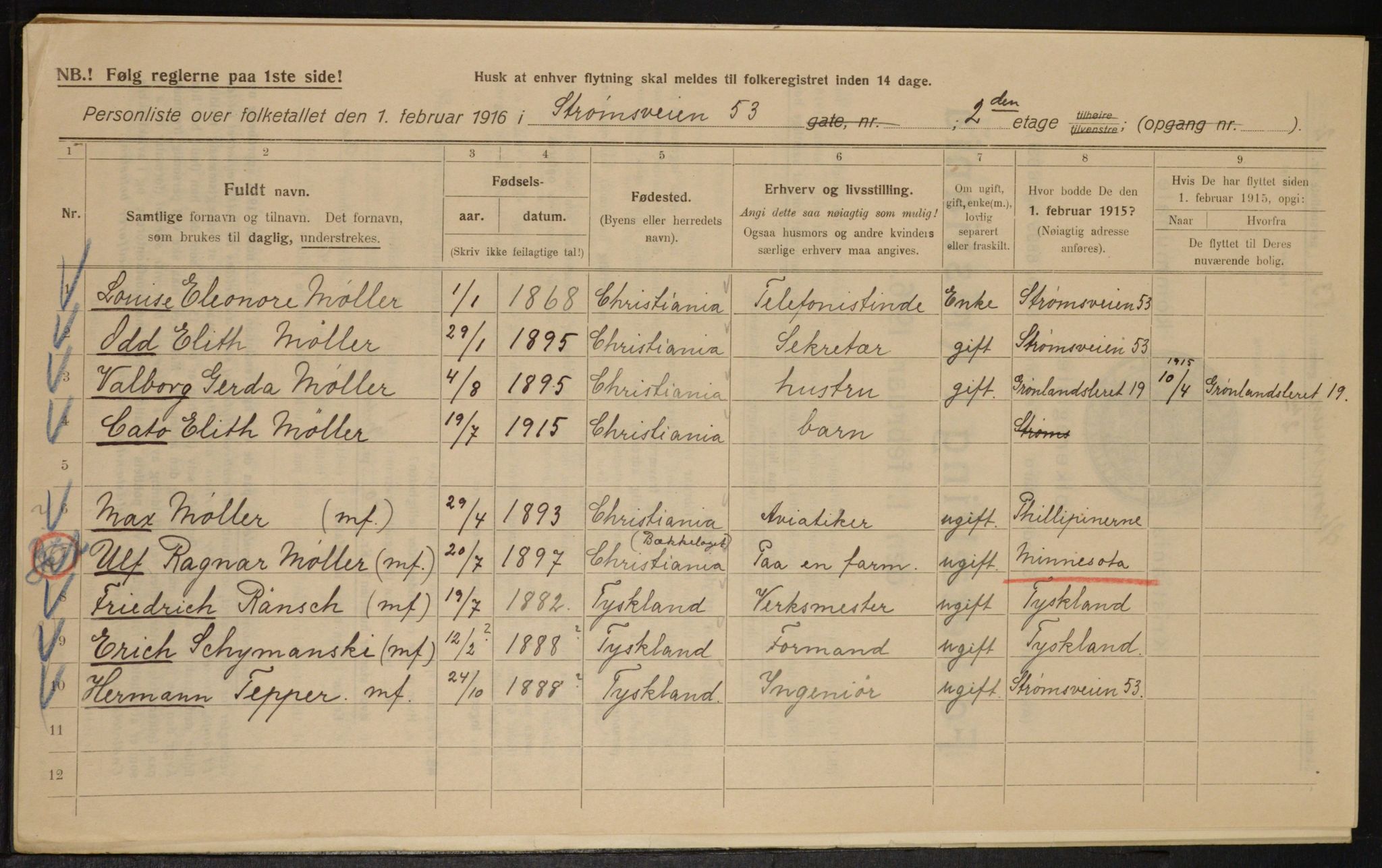 OBA, Municipal Census 1916 for Kristiania, 1916, p. 107197
