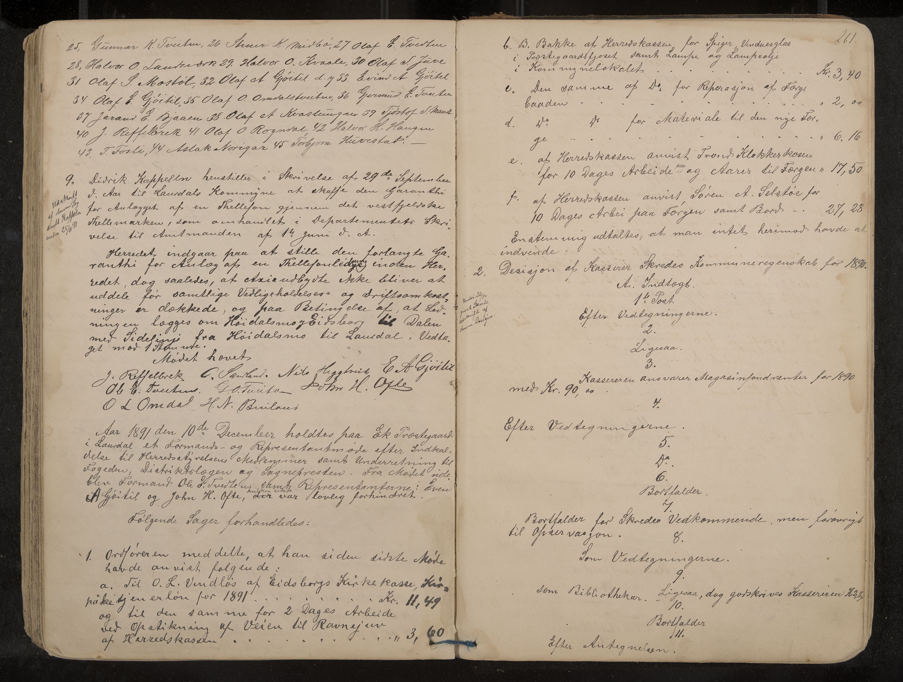 Lårdal formannskap og sentraladministrasjon, IKAK/0833021/A/L0002: Møtebok, 1865-1893, p. 261