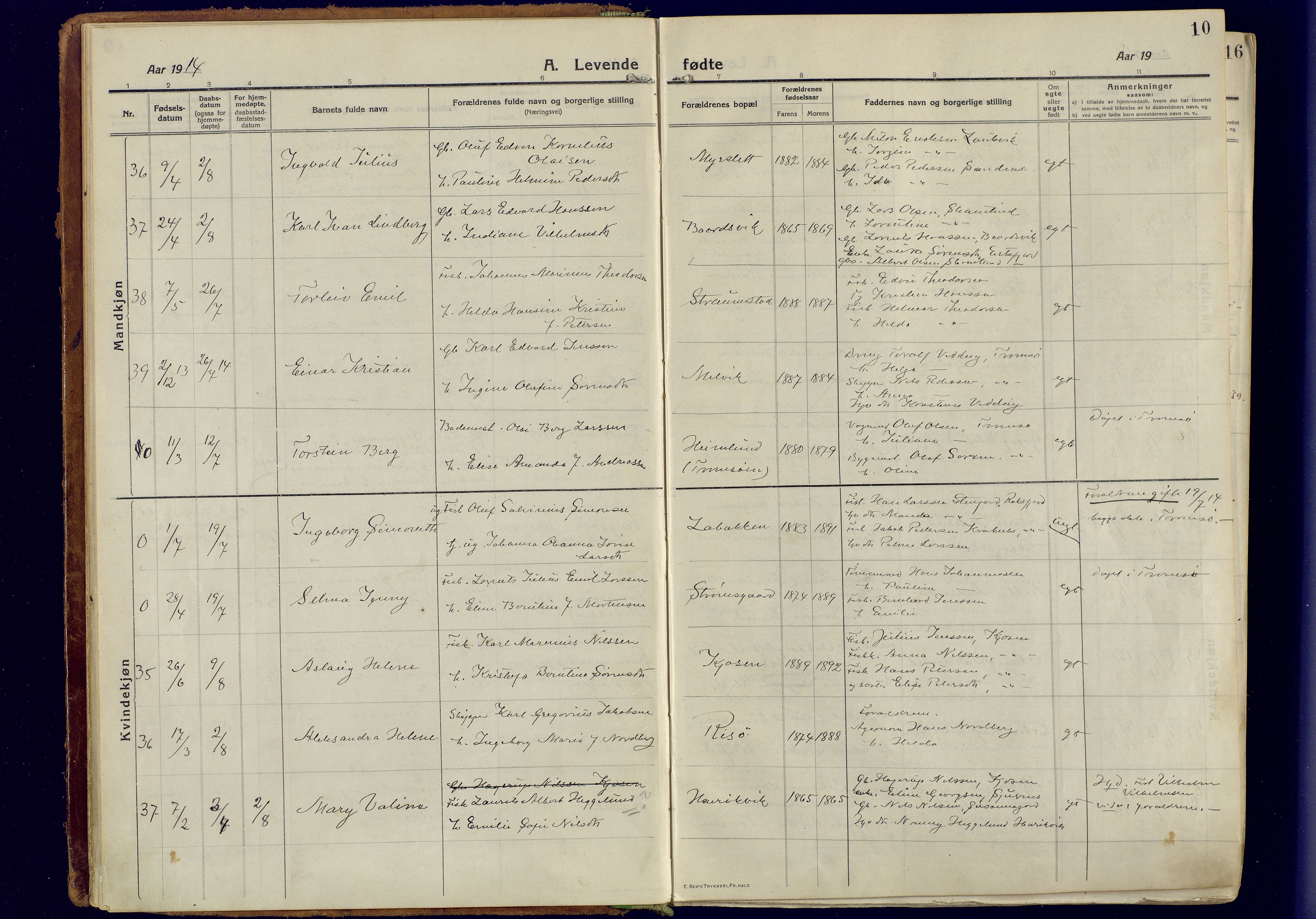 Tromsøysund sokneprestkontor, AV/SATØ-S-1304/G/Ga/L0008kirke: Parish register (official) no. 8, 1914-1922, p. 10