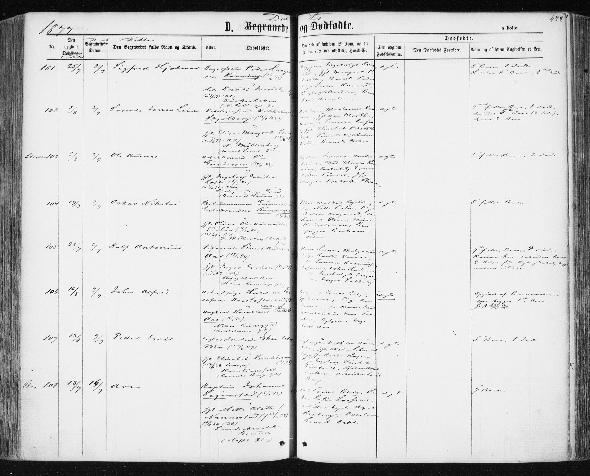 Ministerialprotokoller, klokkerbøker og fødselsregistre - Sør-Trøndelag, AV/SAT-A-1456/604/L0186: Parish register (official) no. 604A07, 1866-1877, p. 478