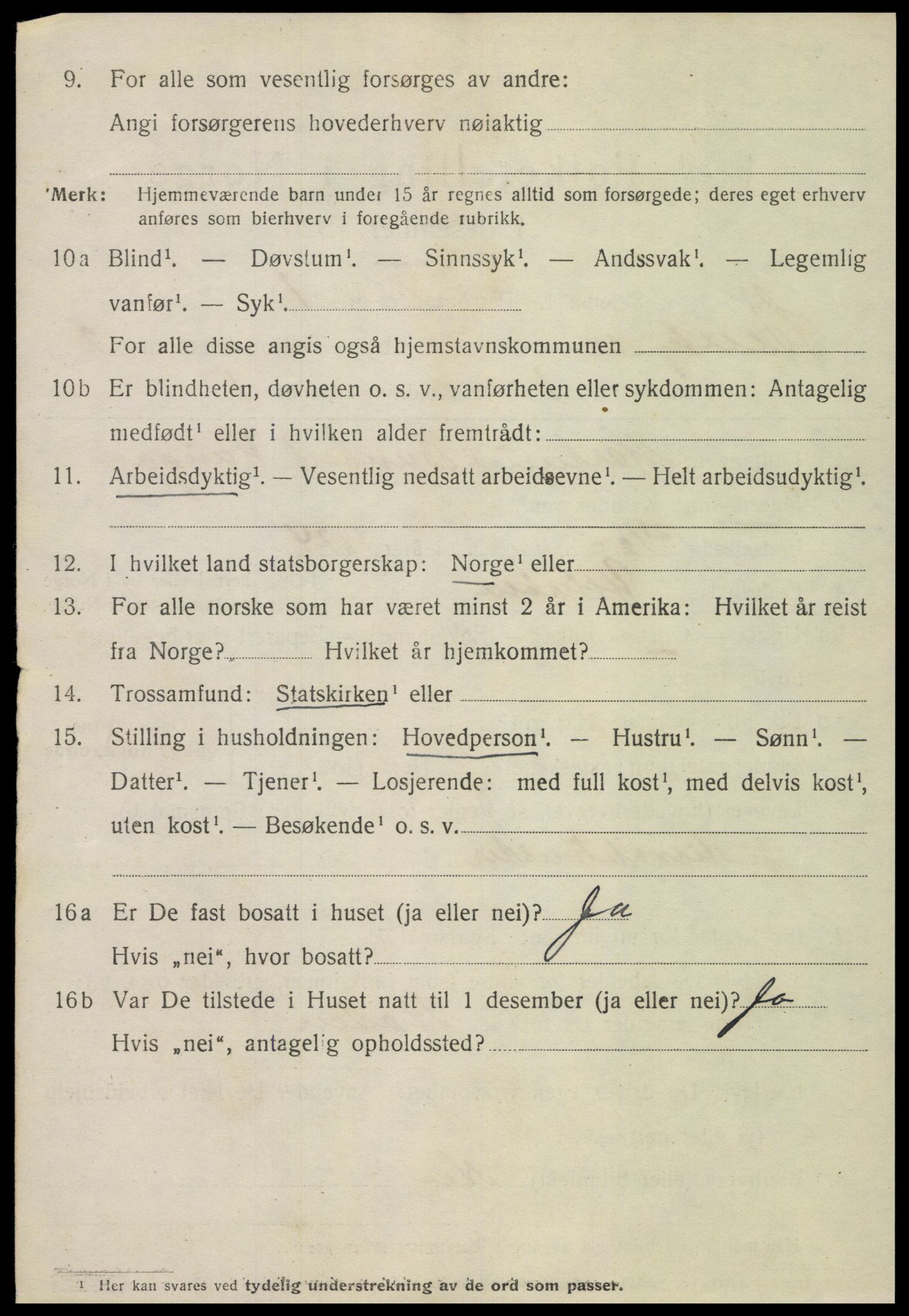 SAT, 1920 census for Steinkjer, 1920, p. 4085