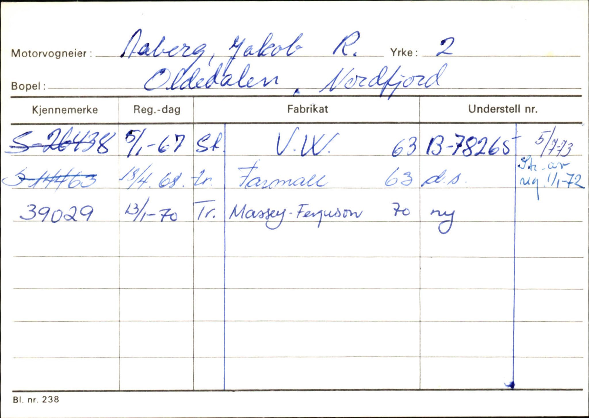 Statens vegvesen, Sogn og Fjordane vegkontor, AV/SAB-A-5301/4/F/L0131: Eigarregister Høyanger P-Å. Stryn S-Å, 1945-1975, p. 2513