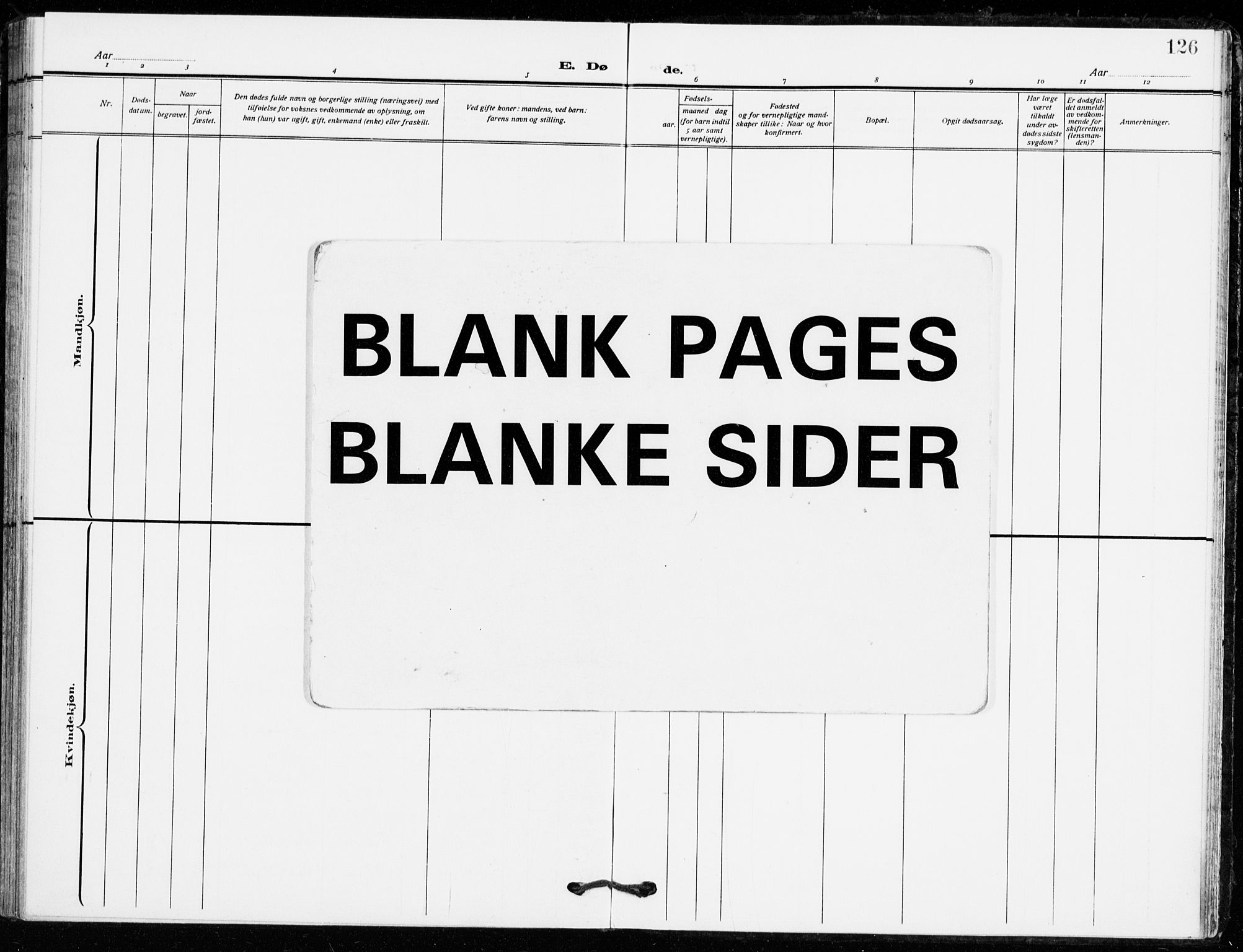 Bø kirkebøker, SAKO/A-257/F/Fa/L0013: Parish register (official) no. 13, 1909-1921, p. 126