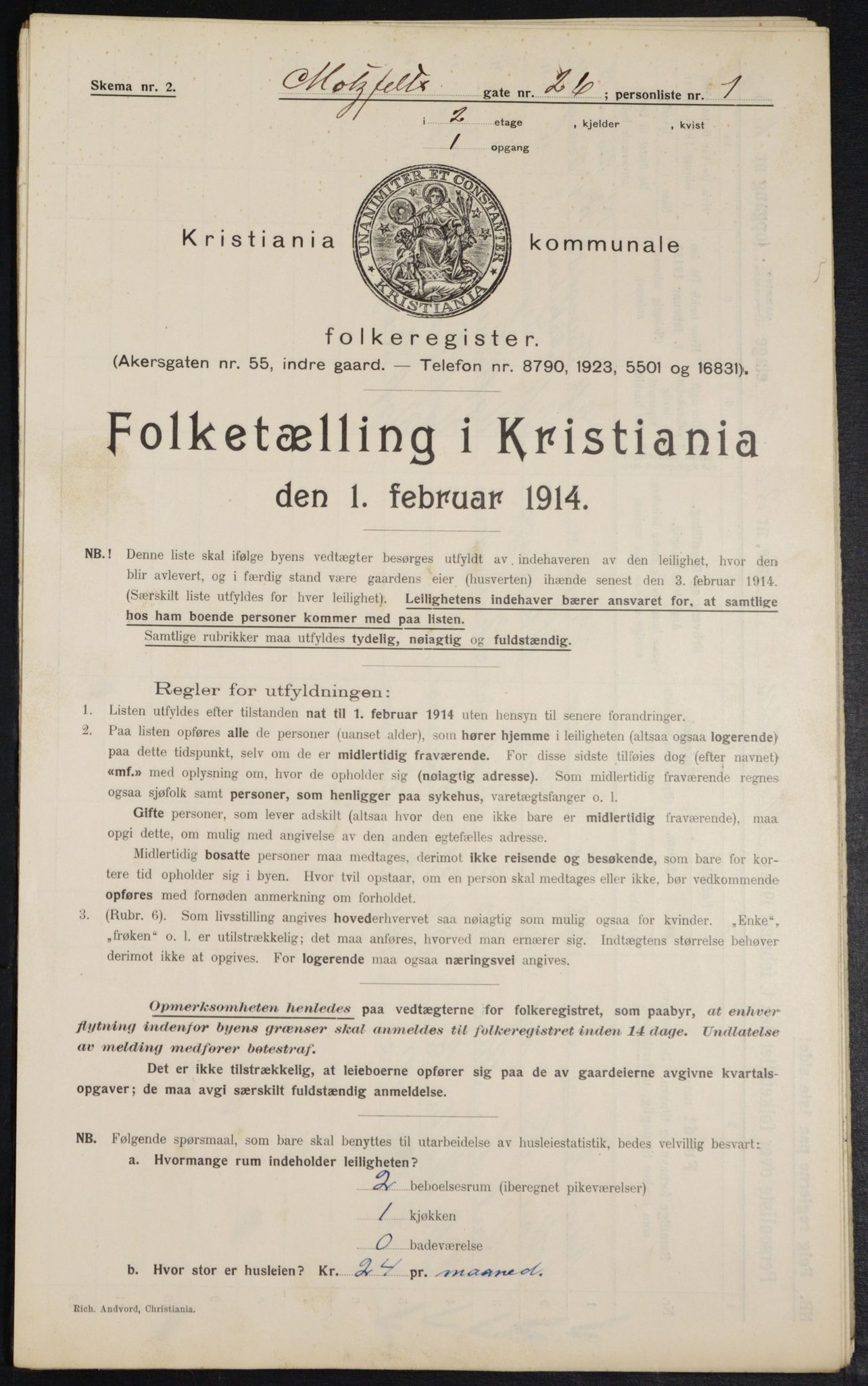 OBA, Municipal Census 1914 for Kristiania, 1914, p. 66391