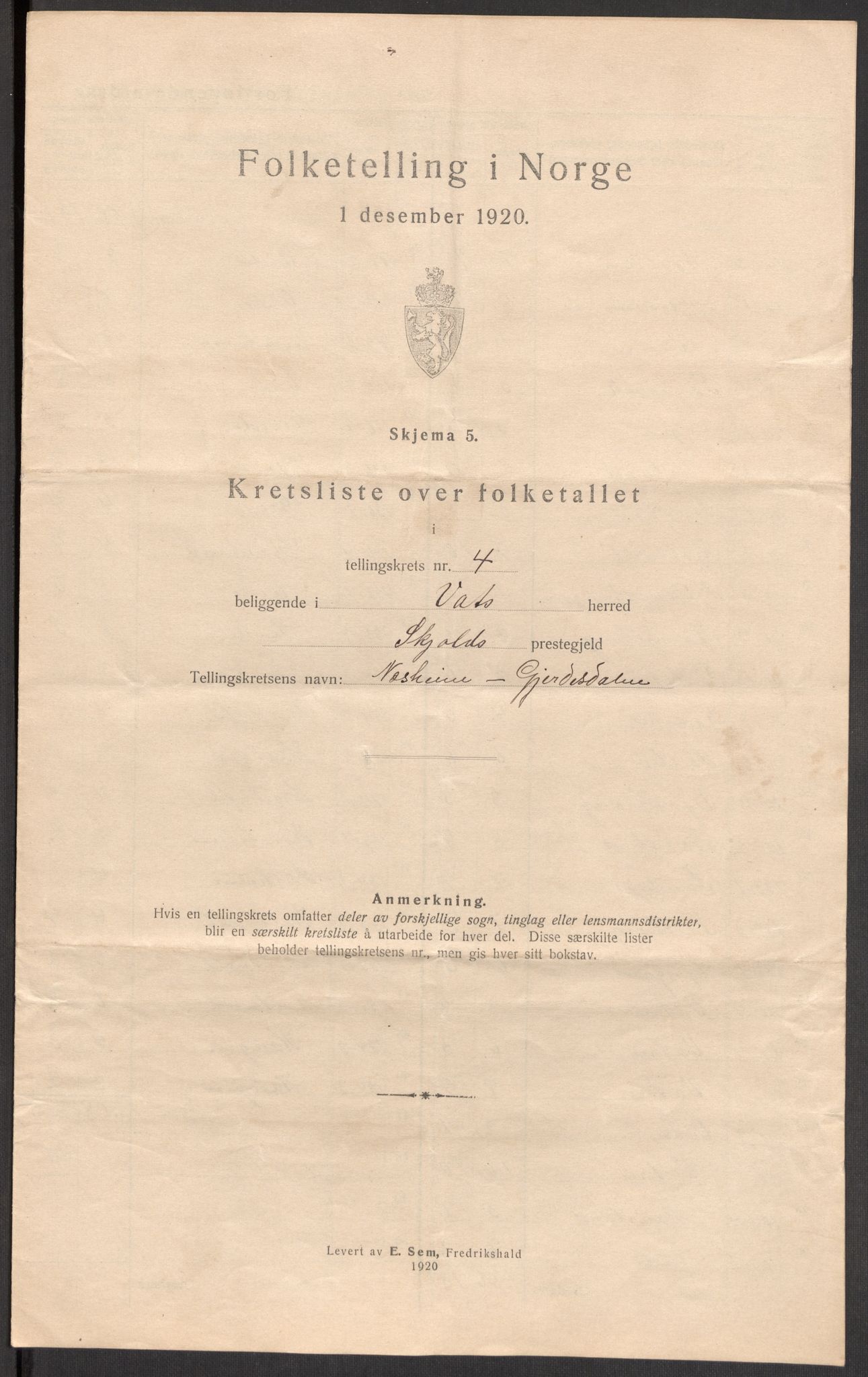 SAST, 1920 census for Vats, 1920, p. 18