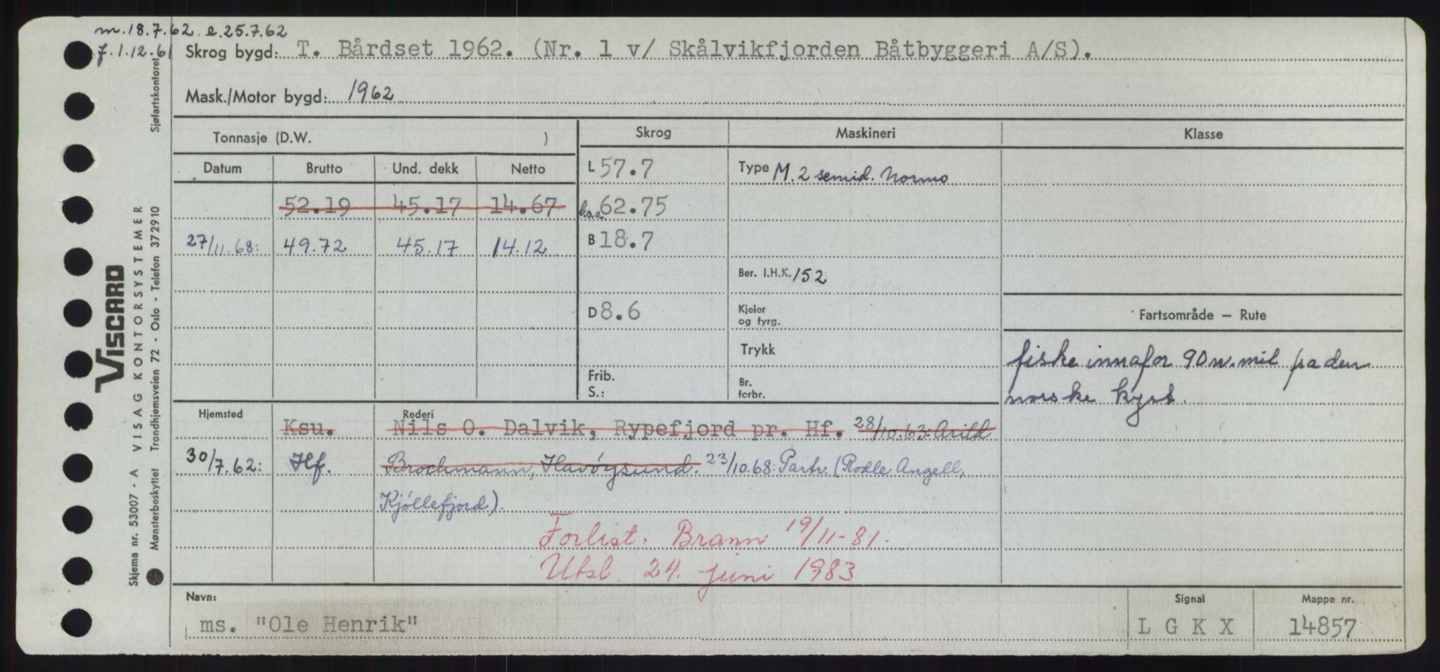 Sjøfartsdirektoratet med forløpere, Skipsmålingen, RA/S-1627/H/Hd/L0028: Fartøy, O, p. 219