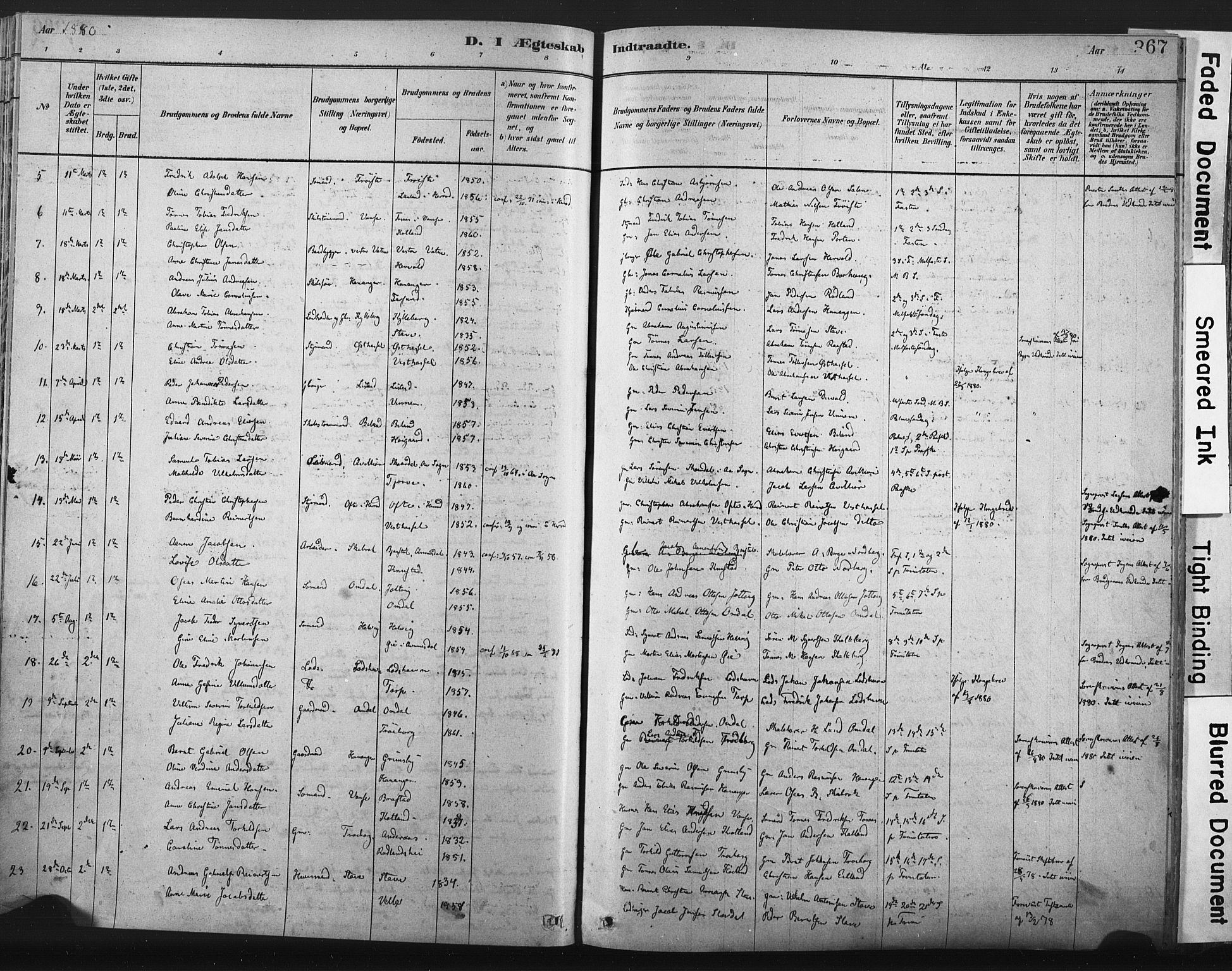 Lista sokneprestkontor, SAK/1111-0027/F/Fa/L0012: Parish register (official) no. A 12, 1879-1903, p. 367