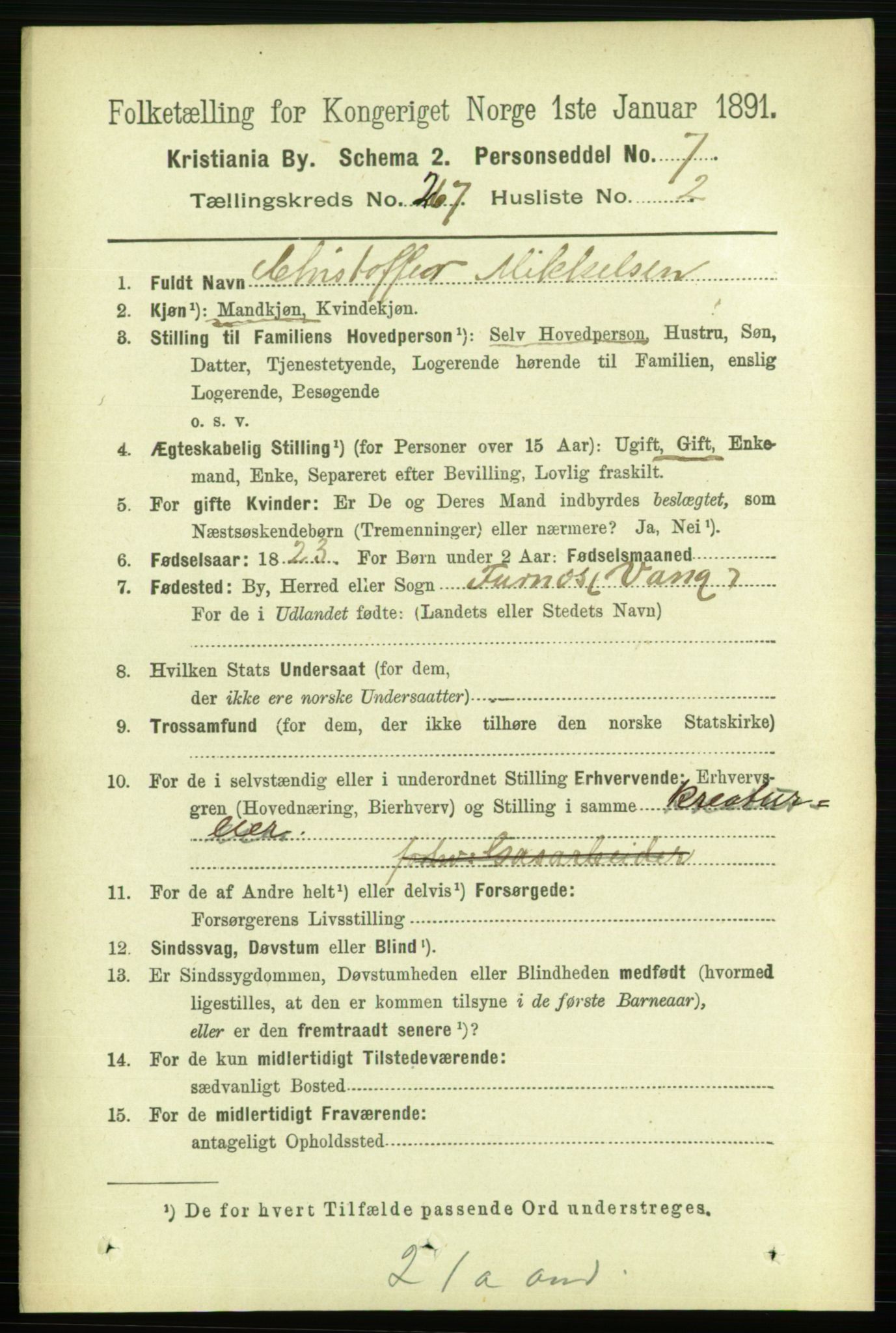 RA, 1891 census for 0301 Kristiania, 1891, p. 161555