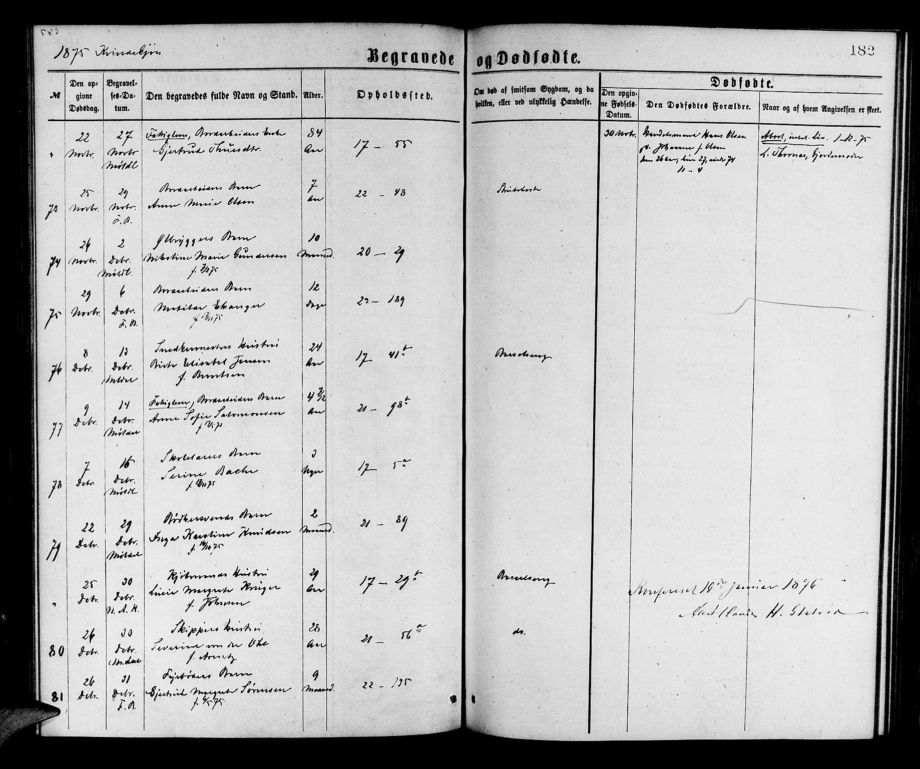 Korskirken sokneprestembete, AV/SAB-A-76101/H/Hab: Parish register (copy) no. E 3, 1871-1883, p. 182