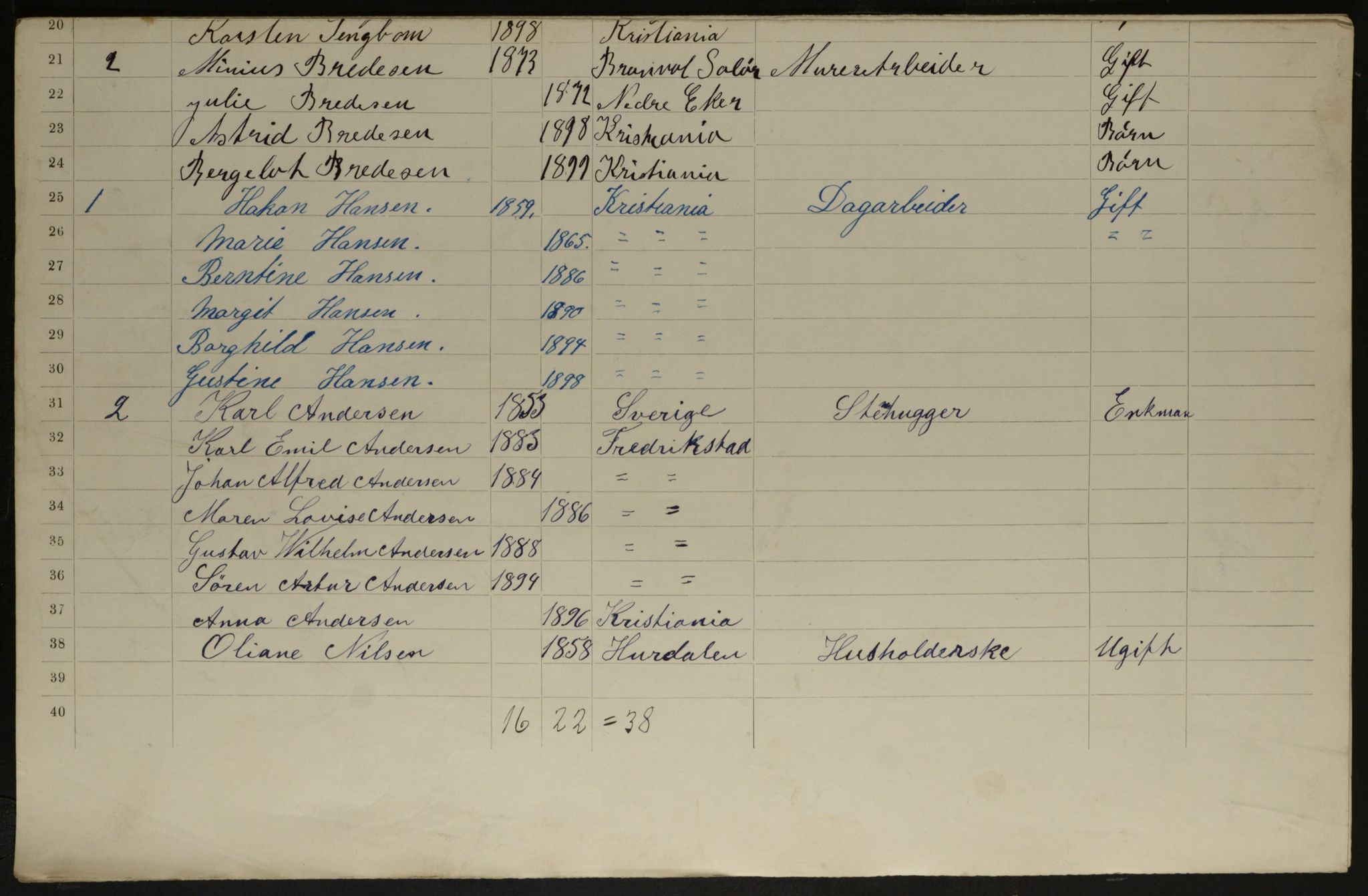 OBA, Municipal Census 1901 for Kristiania, 1901, p. 6299